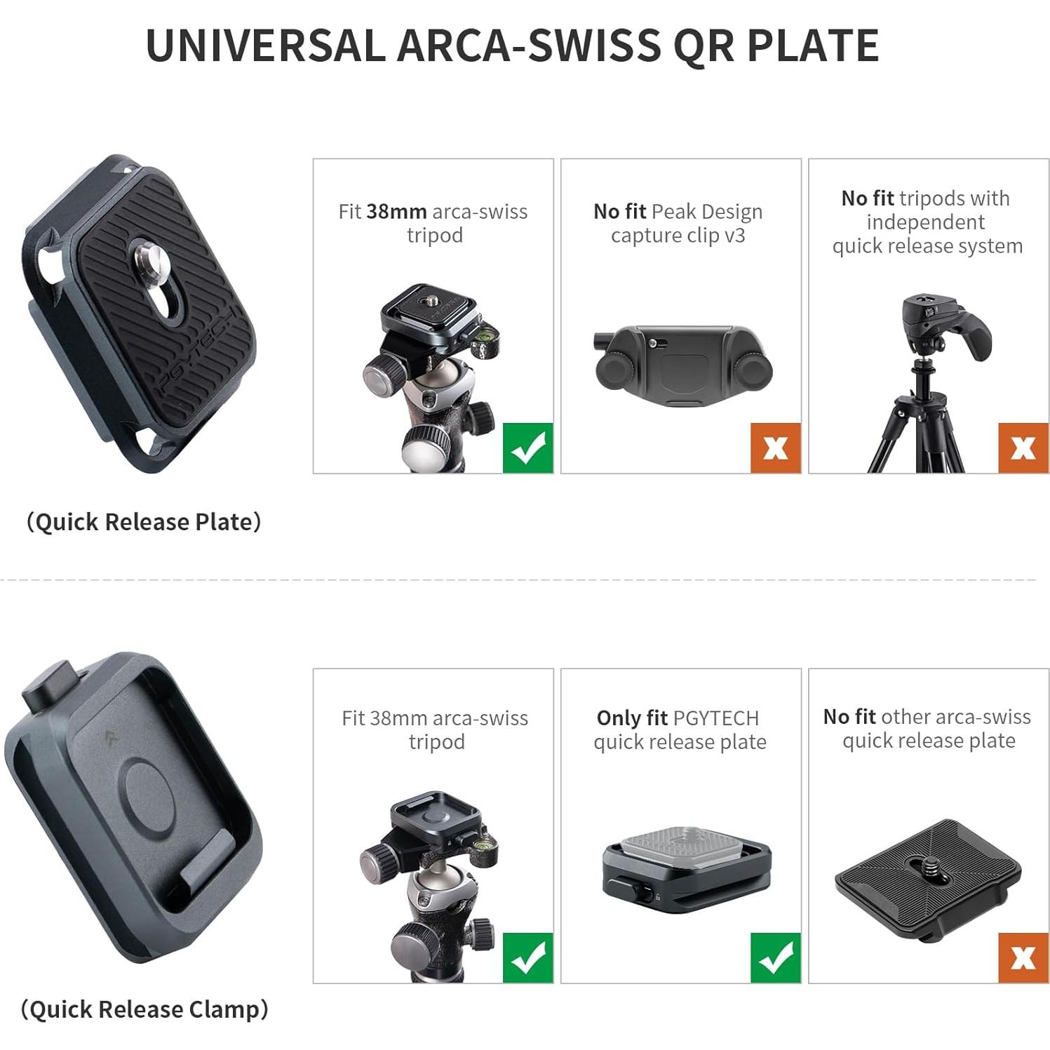 Placa de Liberación Rápida PGYTECH con Adaptador Arca-Swiss