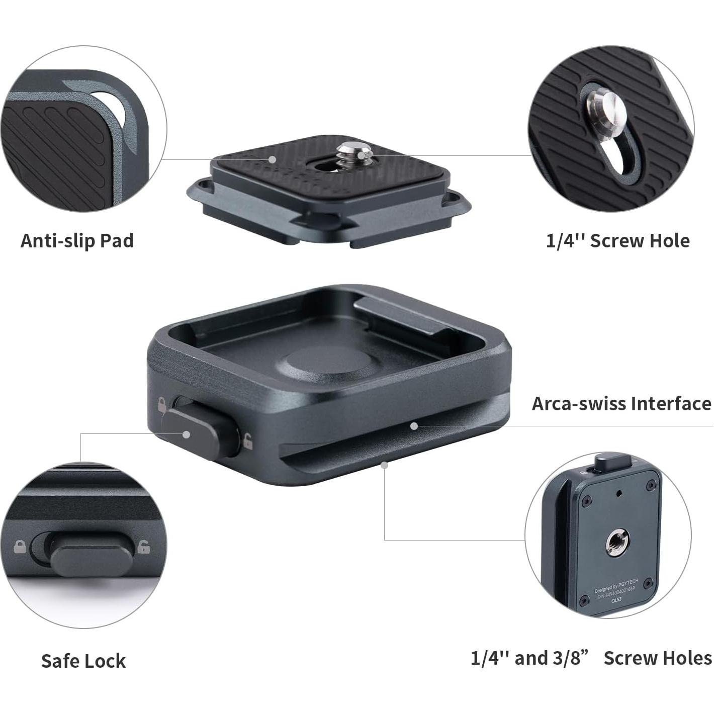 Placa de Liberación Rápida PGYTECH con Adaptador Arca-Swiss