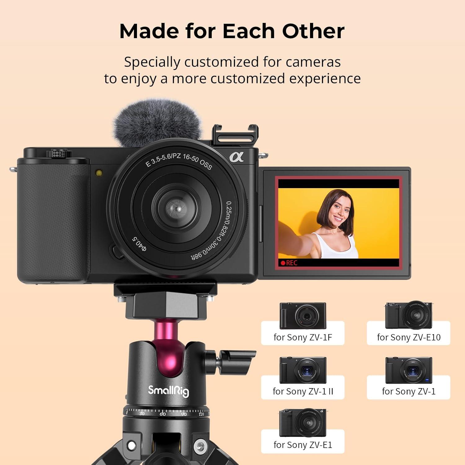 Adaptador de zapata fría SmallRig 3526 con parabrisas para Sony ZV-1F/ZV-E10/ZV-1/ZV-E1/ZV-1 II