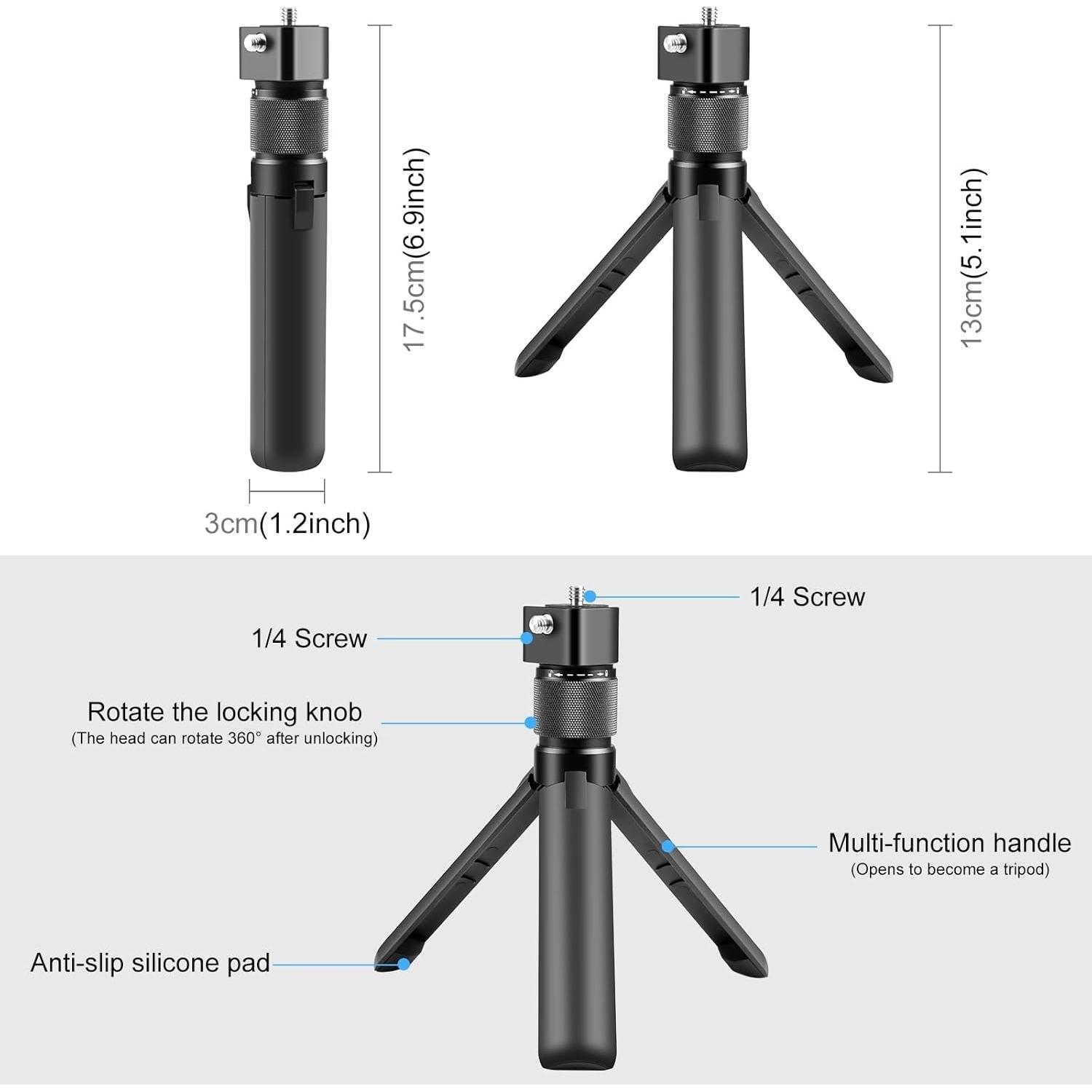 Mango Trípode Multifuncional PULUZ para Cámaras de Acción