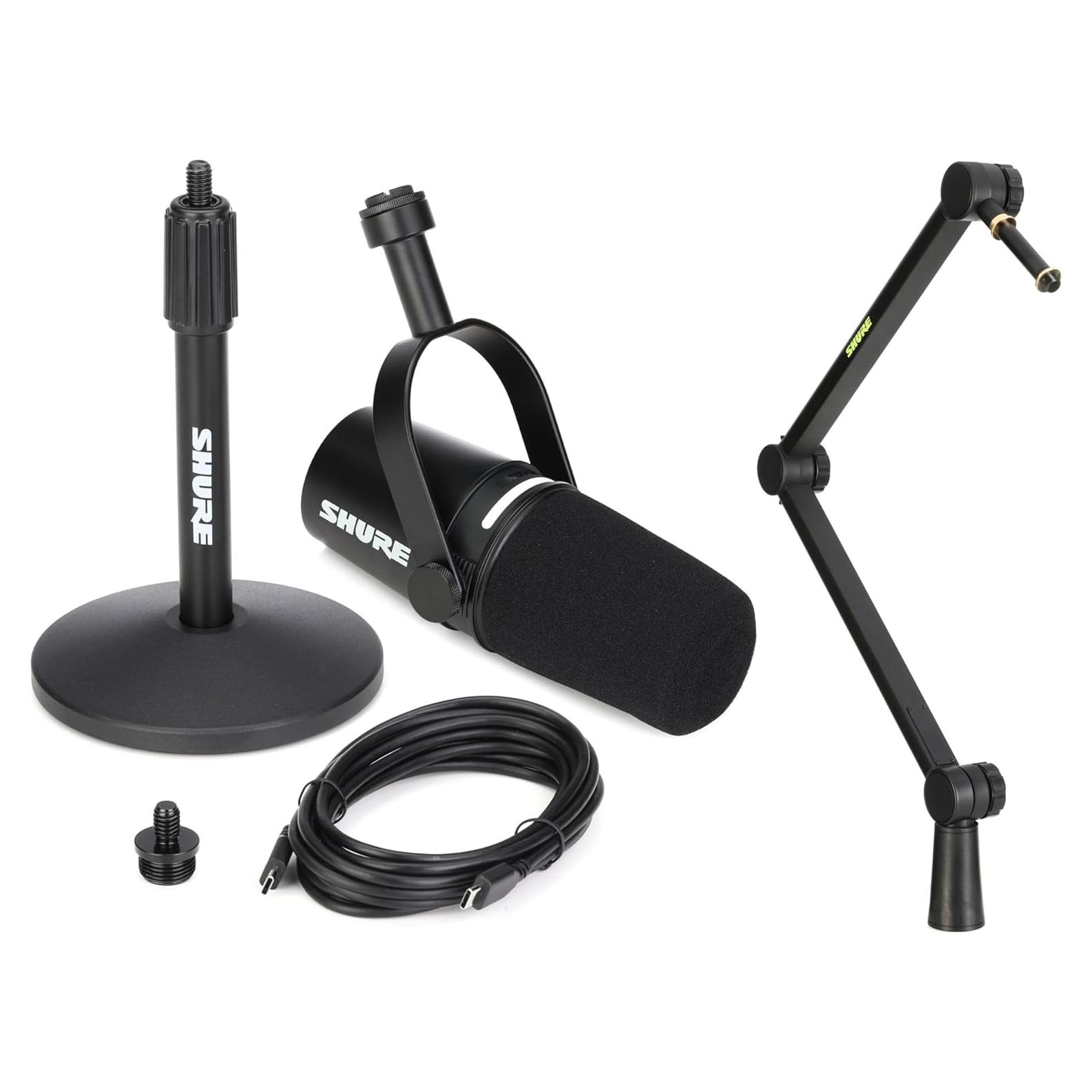 Micrófono Híbrido Shure MV7+ con Soporte de Brazo Ajustable