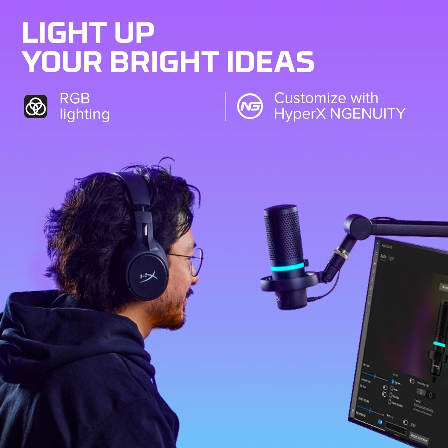 HyperX DuoCast – RGB USB Condenser Microphone for PC, PS5, PS4, Mac, Low-profile Shock Mount, Cardioid, Omnidirectional, Pop Filter, Gain Control, Gaming, Streaming, Podcasts, Twitch, YouTube, Discord