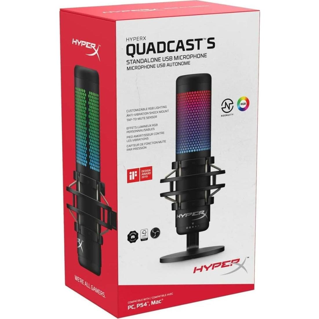 Micrófono de Condensador USB HyperX QuadCast S RGB - Negro