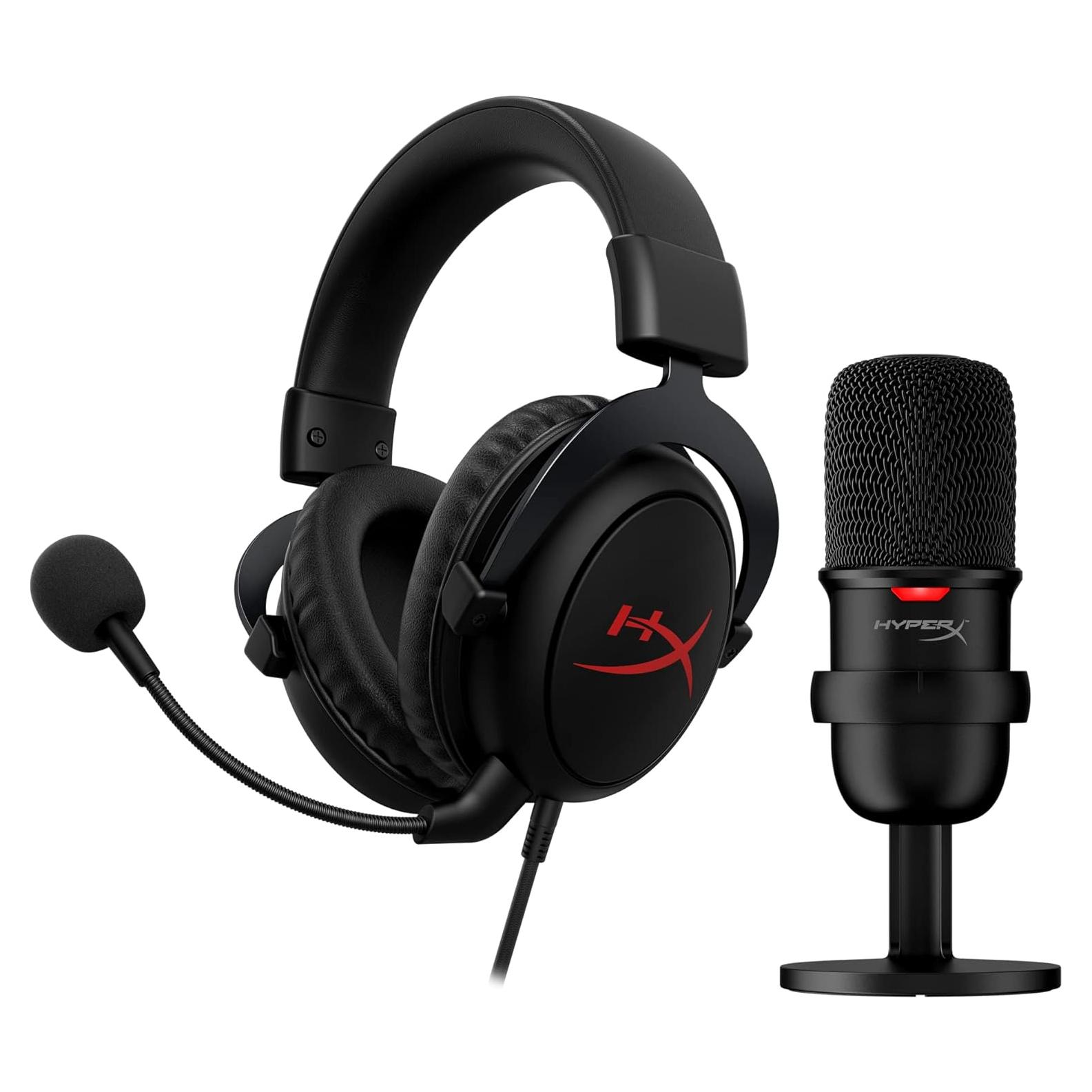 Paquete de Inicio para Streamers HyperX: Micrófono SoloCast y Auriculares Cloud Core 7.1