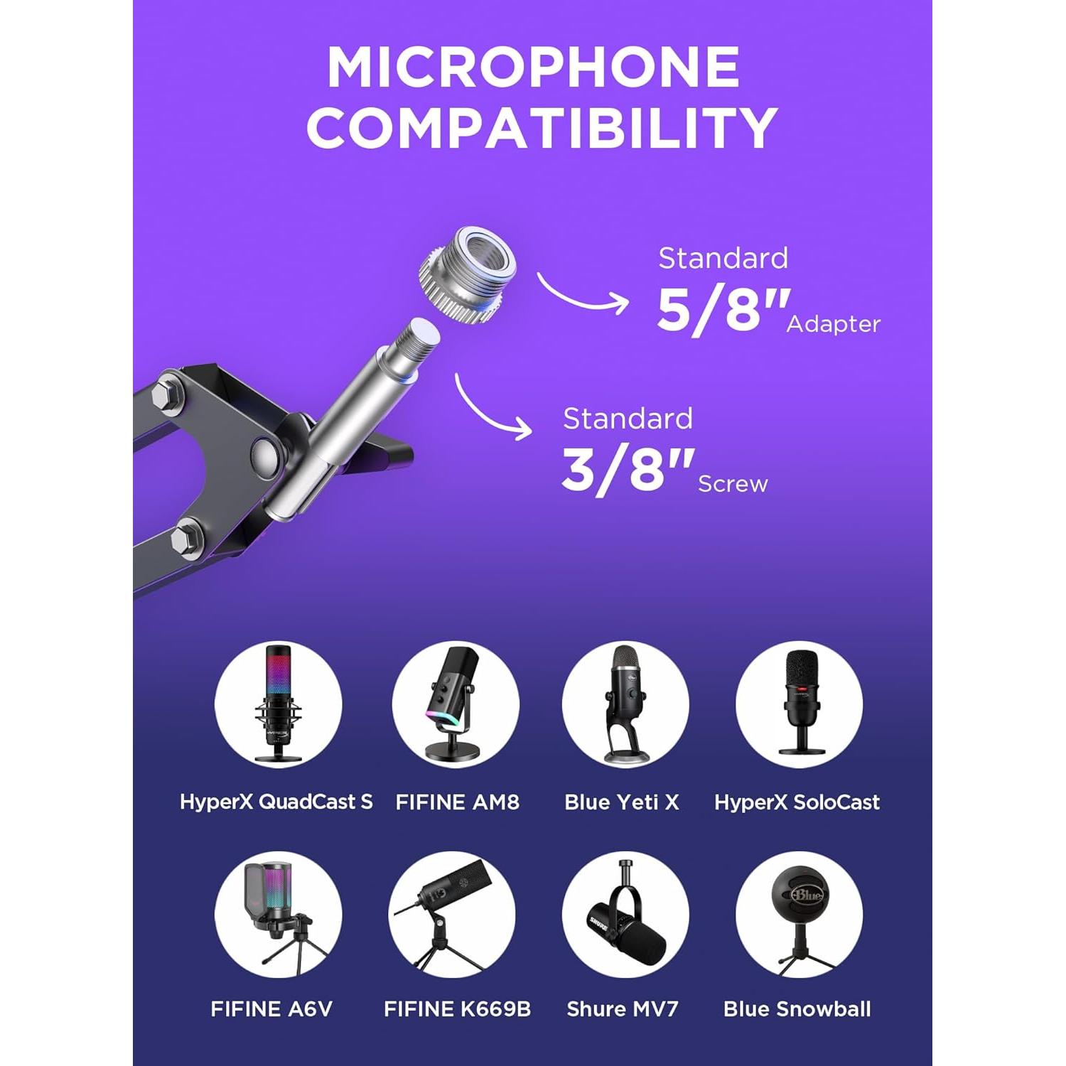 Soporte de Micrófono InnoGear Mediano Negro para Blue Yeti y más