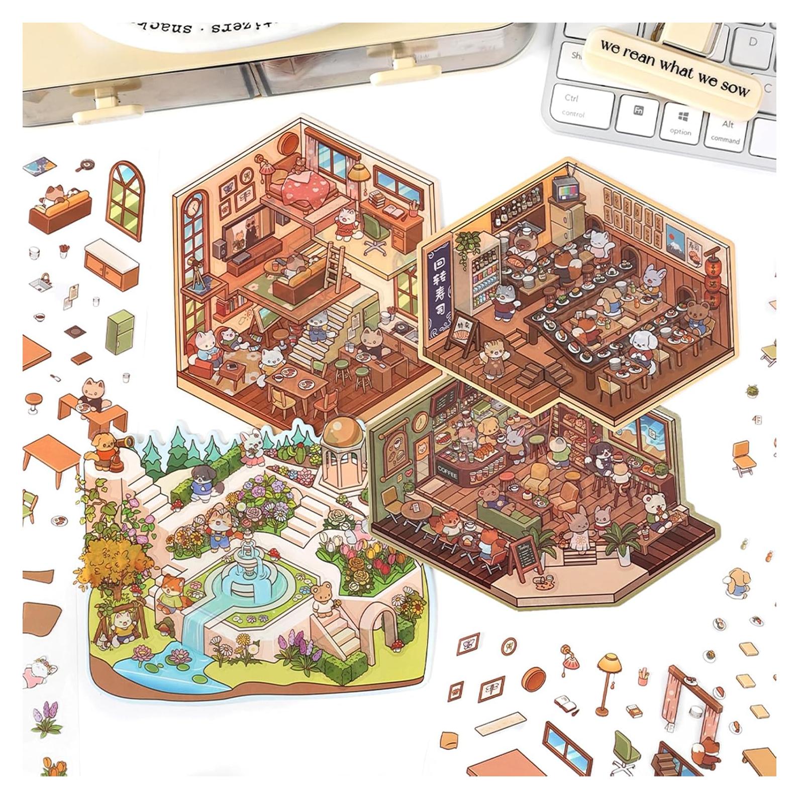 Stickers 3D para Scrapbook Sqyiox - 4 Temas Aesthetic