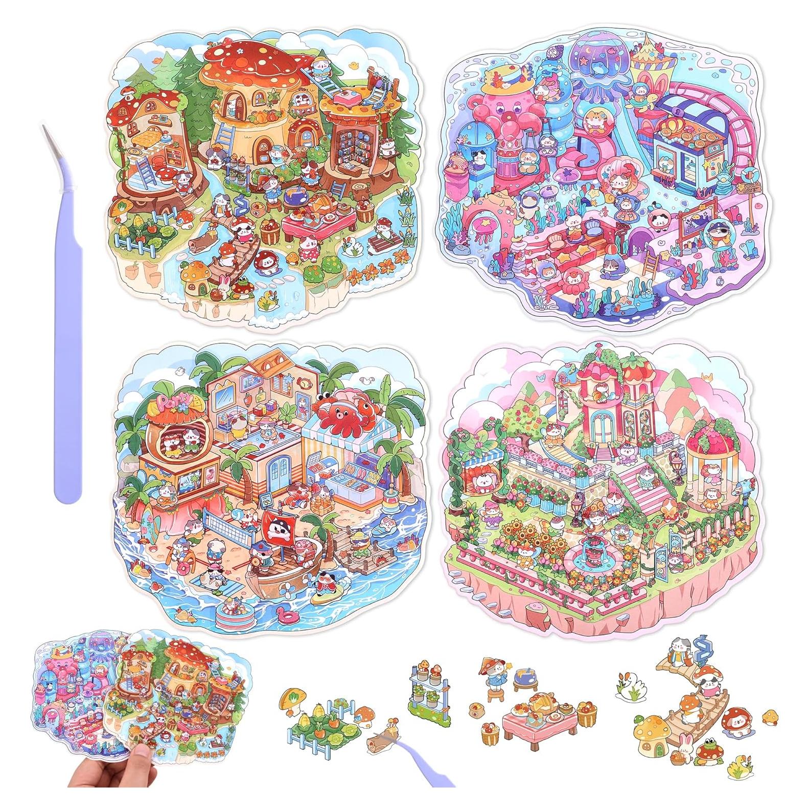 Set de 4 Adhesivos 3D DIY emmoLife - Escenas Creativas