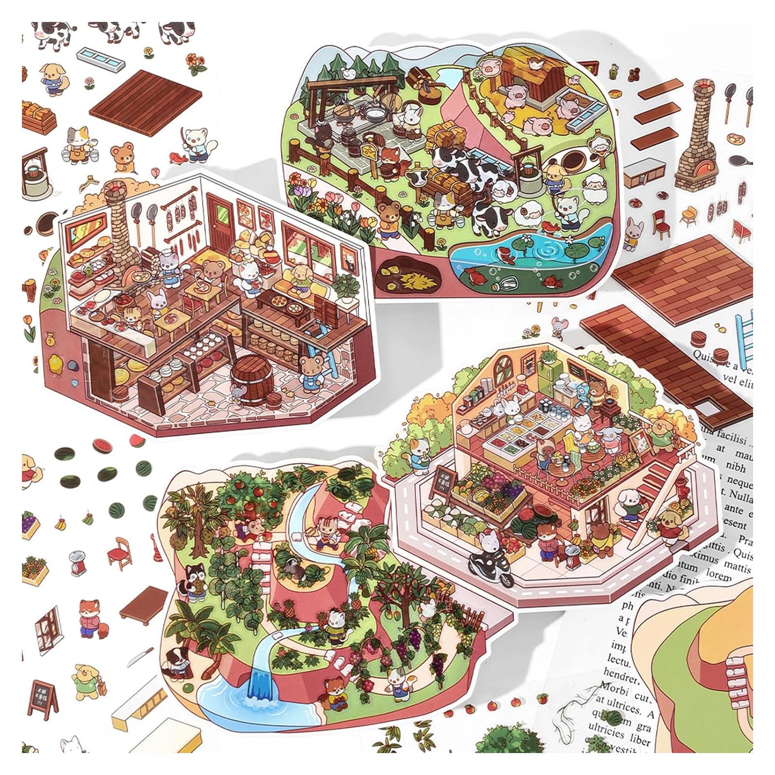 Pegatinas 3D Sqyiox para Scrapbook - 4 Temas Coloridos