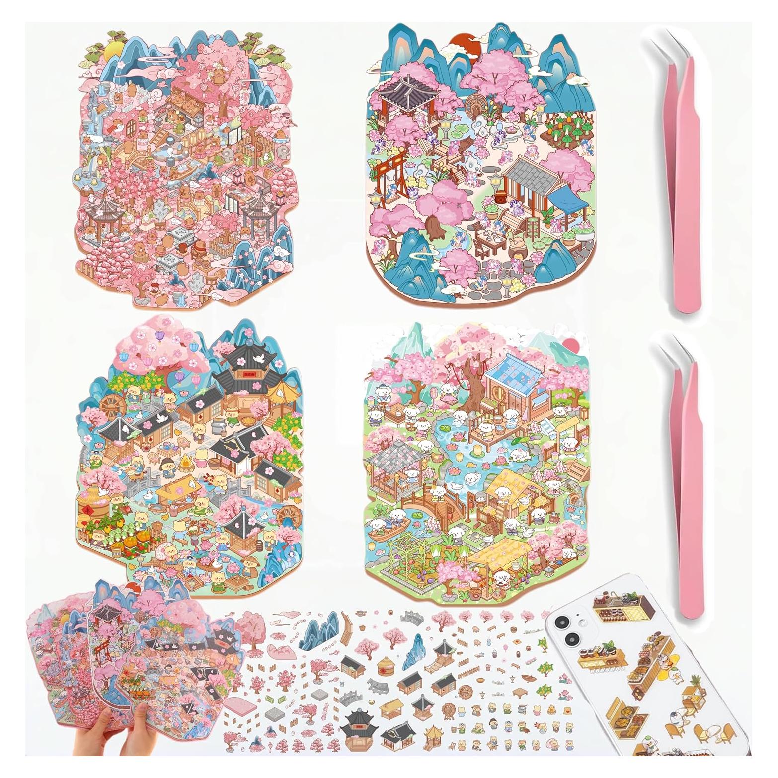 Pegatinas 3D DIY Genérico - Escenas de Isla de Flor Durazno