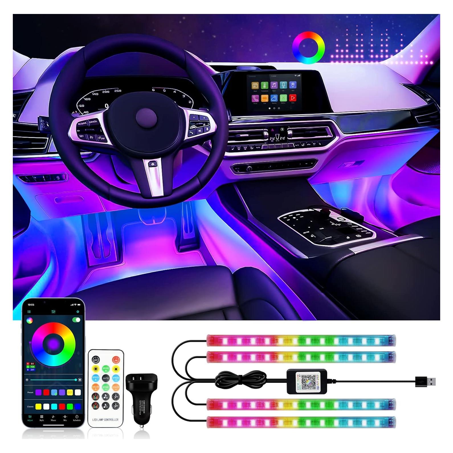 Luces de tira LED RGB DUOFU365 para interiores de auto 12V