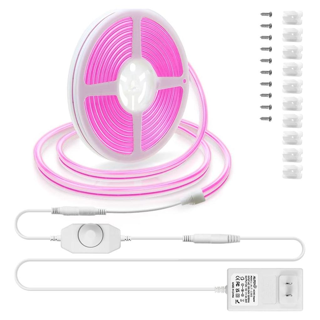 Tira de Luces LED Neón Rosa ALITOVE 5M Regulable IP67