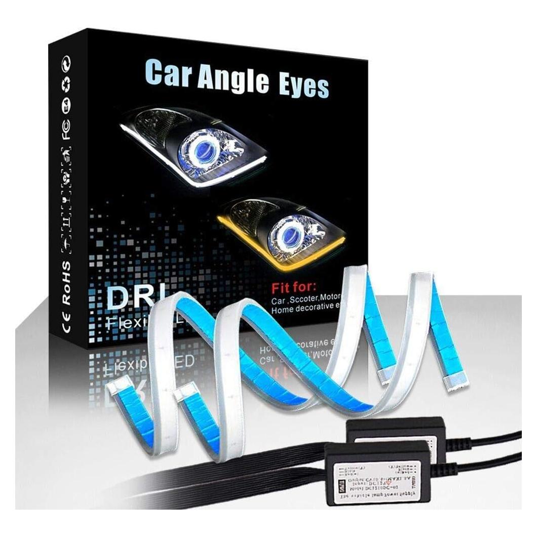 Luces LED para Automóvil CARLITS 60.96 cm 2 Piezas DRL Ámbar y Blanco