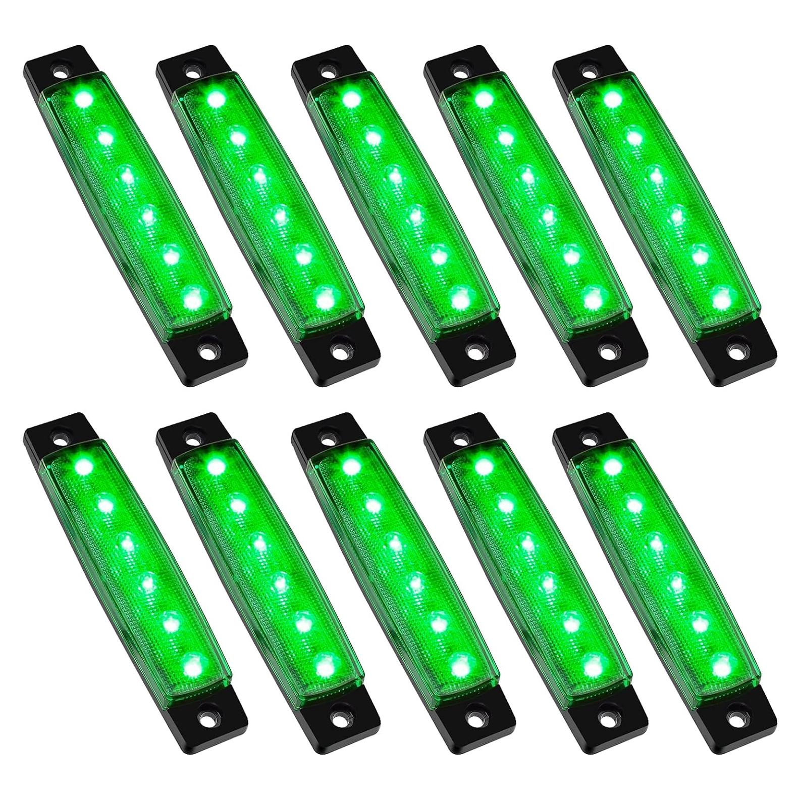 Luces LED de Tira de Roca PSEQT 10 Pcs Verde IP67 12V