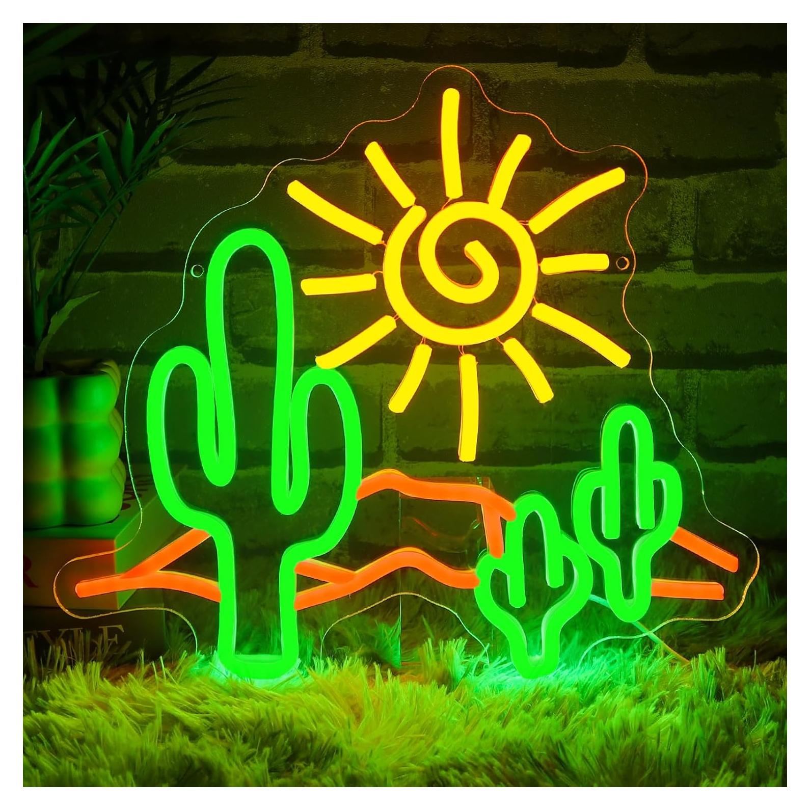 Cartel Neón LED Cactus Atardecer Folkive 36.1x32 cm Dimmable