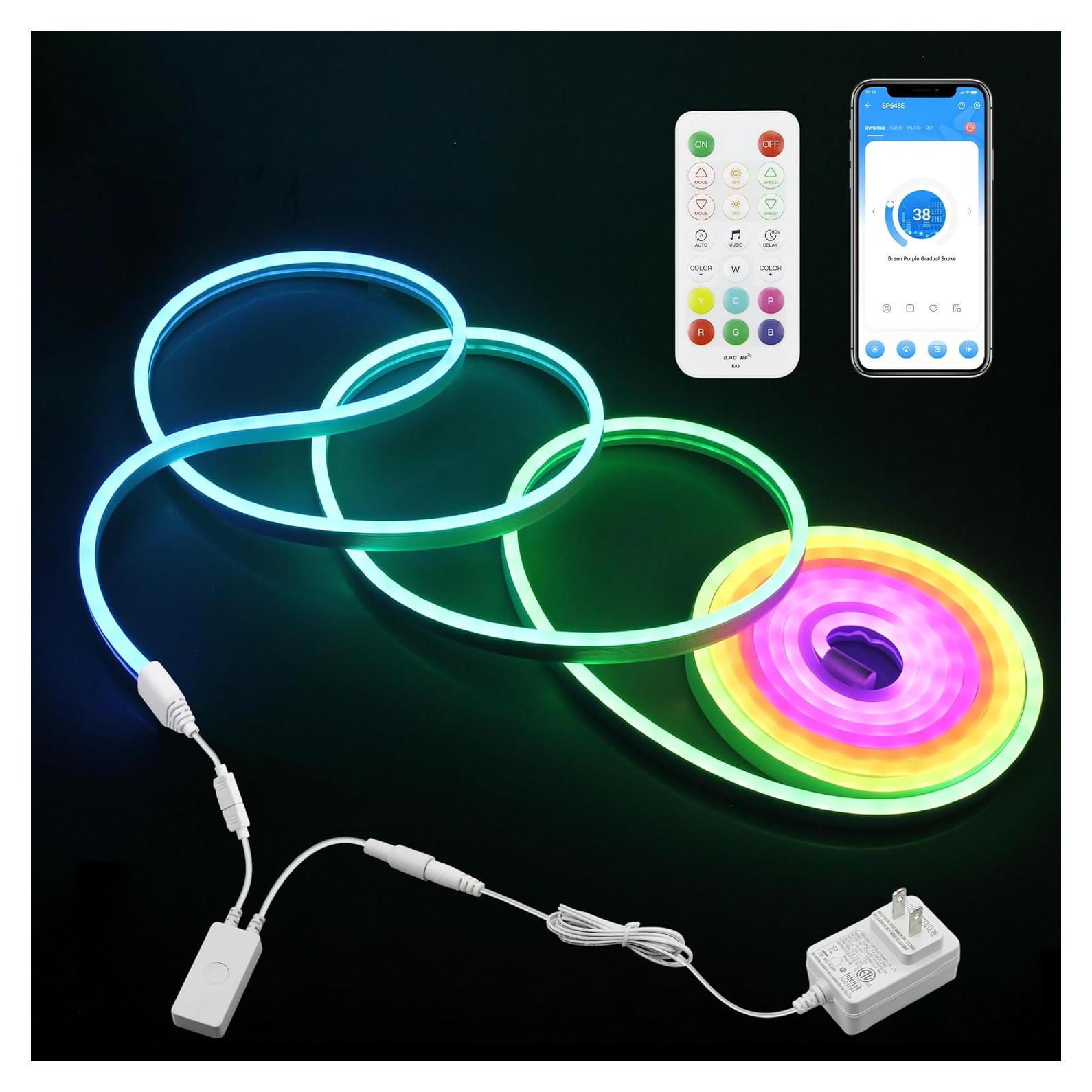 Tira de Luz LED Neón RGB 5M Impermeable con Control Remoto