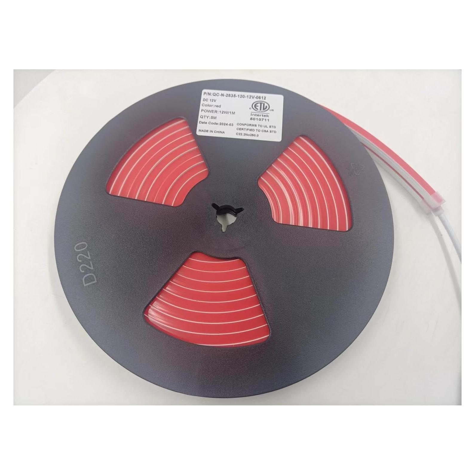 Tira de Luz LED Neón Roja Q QINGCHEN 5m 12V Impermeable