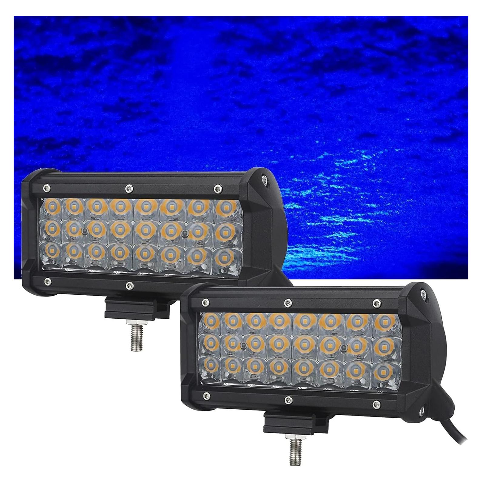 AUXMOTEC Barra de Luz LED Azul 36W 7200Lm 12V 24V Off-Road