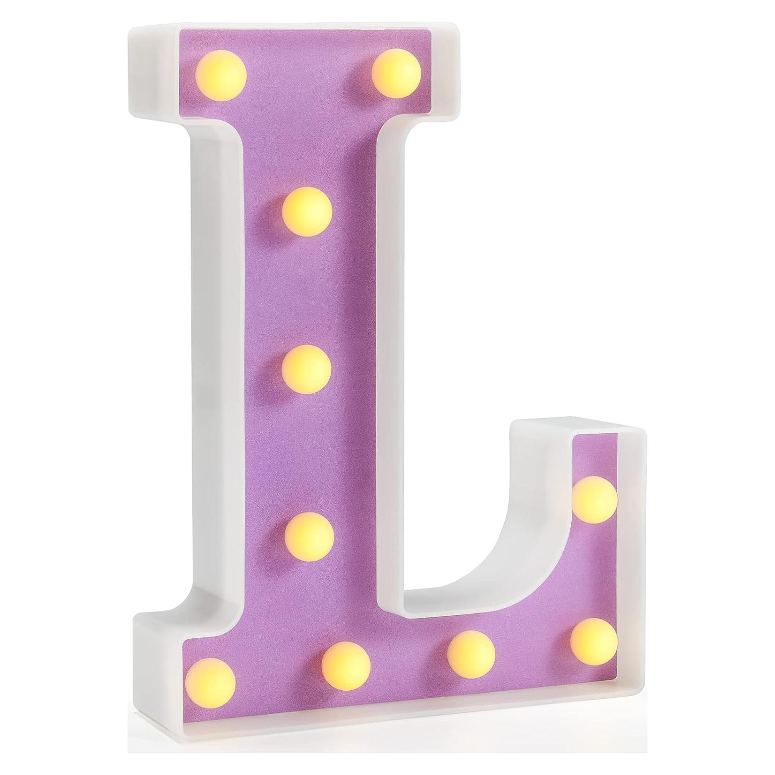 Luz LED Decorativa Letra L Pooqla Púrpura 22 cm