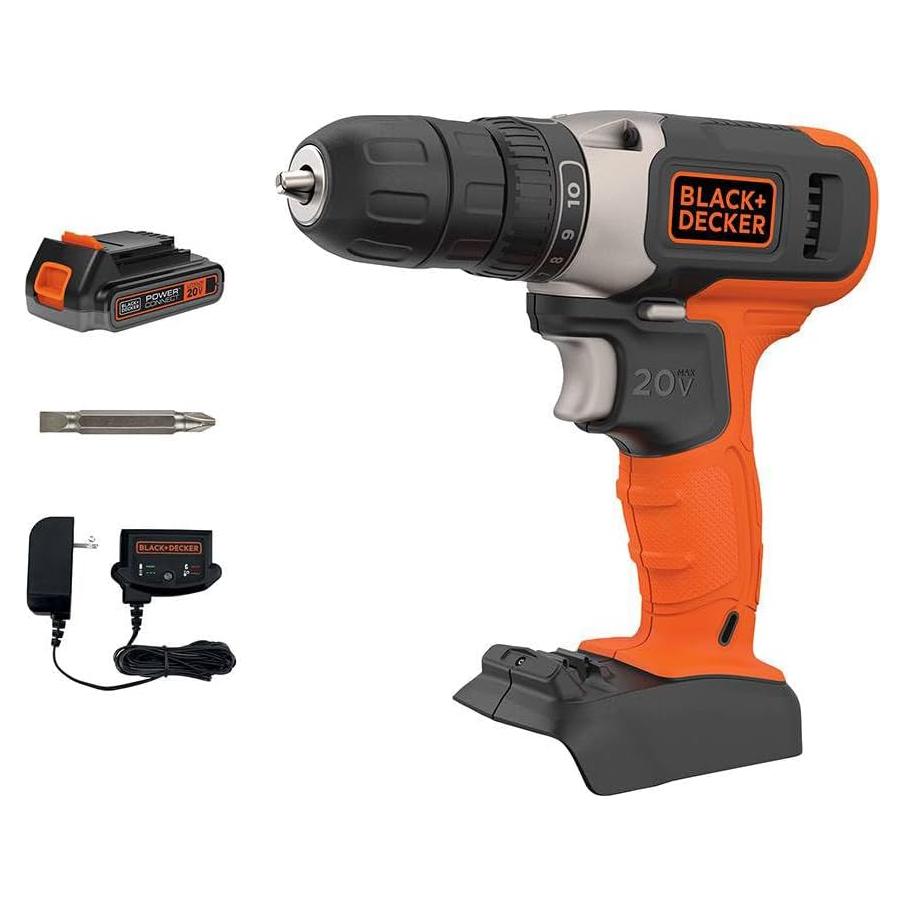 Taladro Inalámbrico BLACK+DECKER 20V MAX con Batería y Cargador