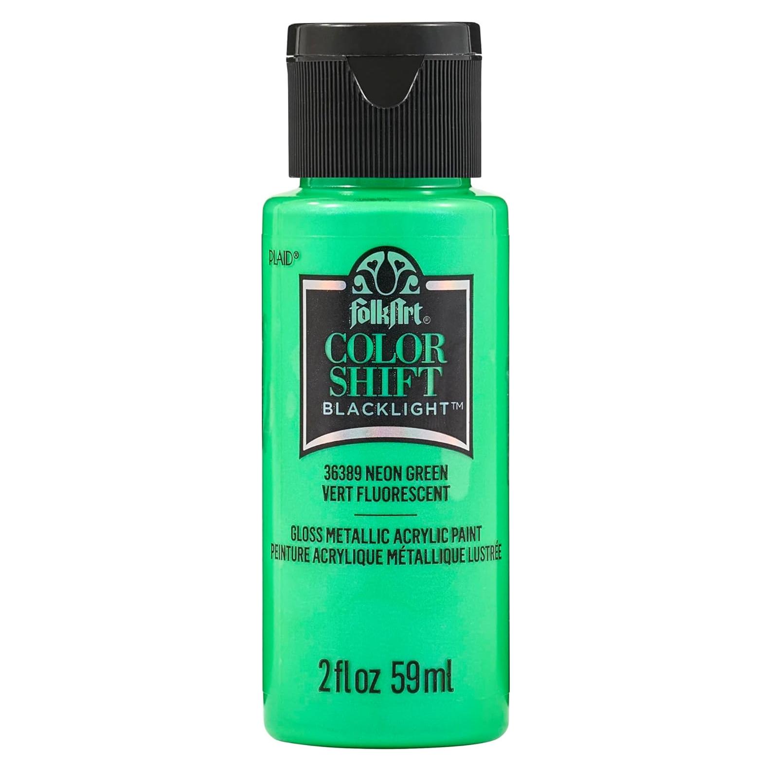 Pintura Acrílica FolkArt Color Shift Blacklight Verde Neón 59ml