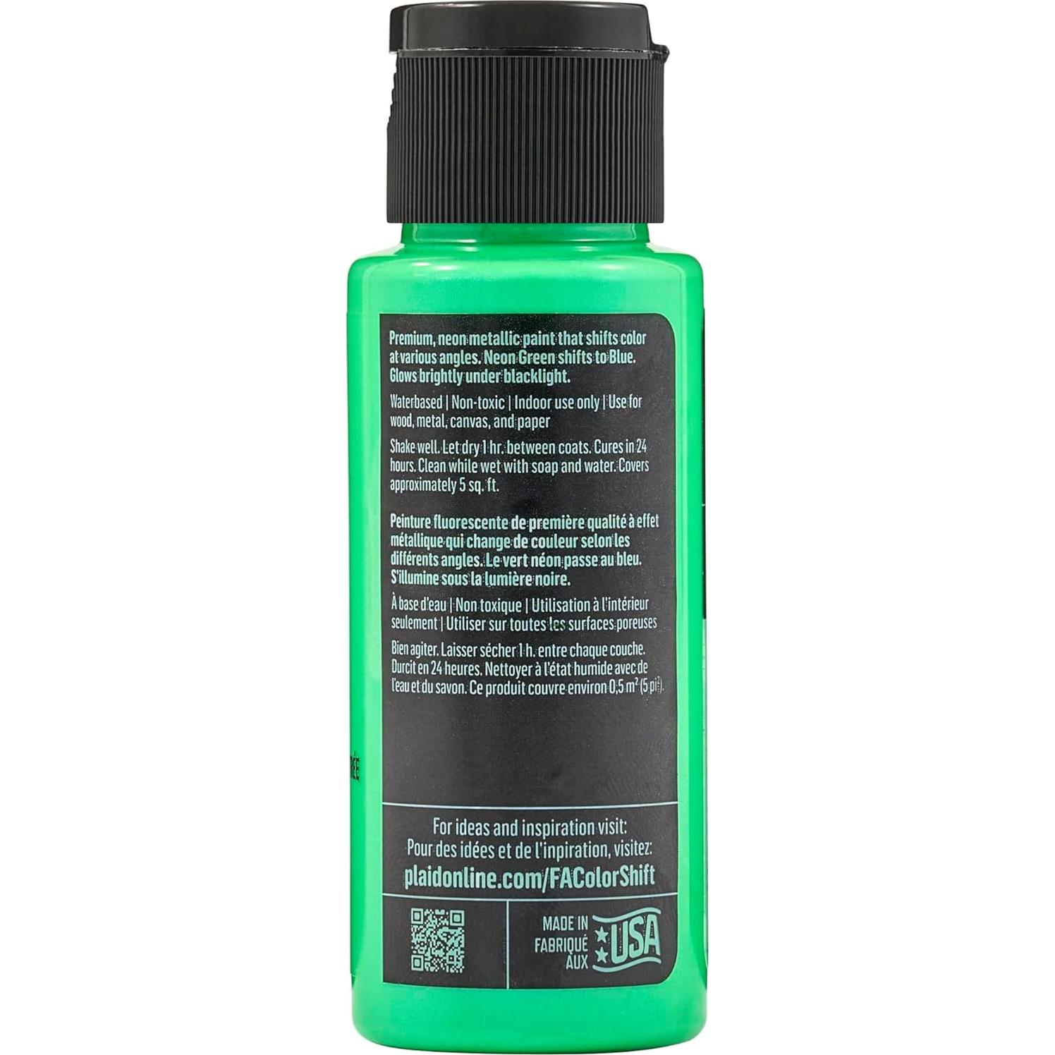 Pintura Acrílica FolkArt Color Shift Blacklight Verde Neón 59ml