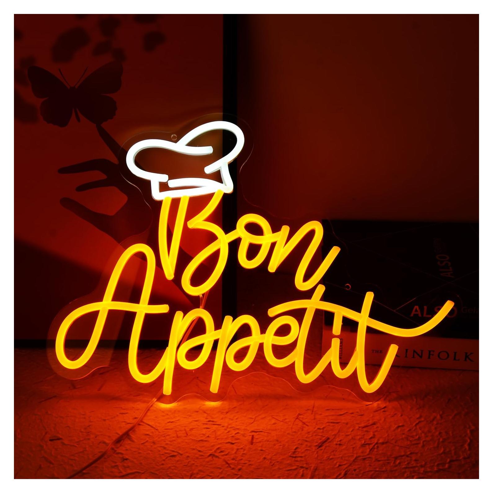 Señal LED Bon Appetit con Sombrero de Chef 41.9x32 cm