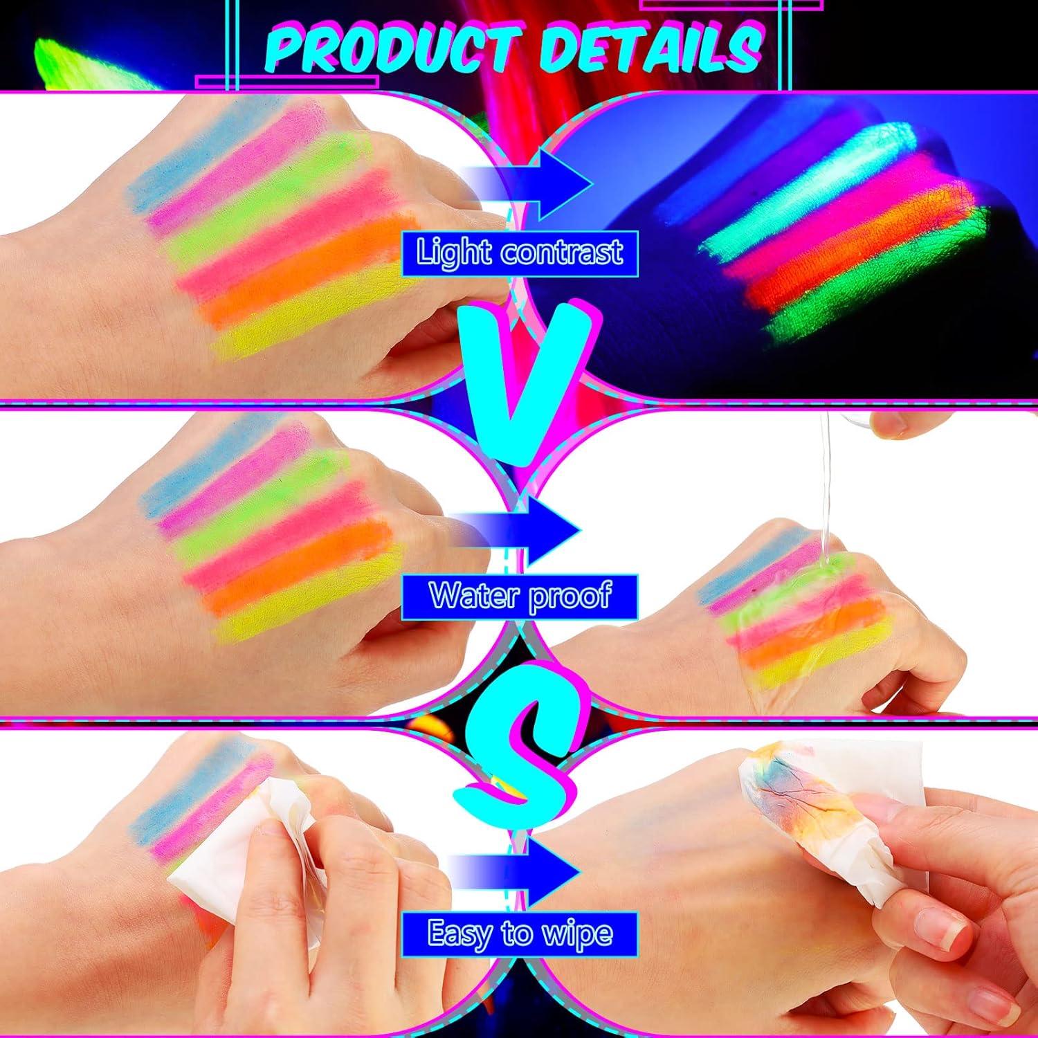 Kit de Pintura Facial UV 24 Pcs Handepo - Crayones Neón