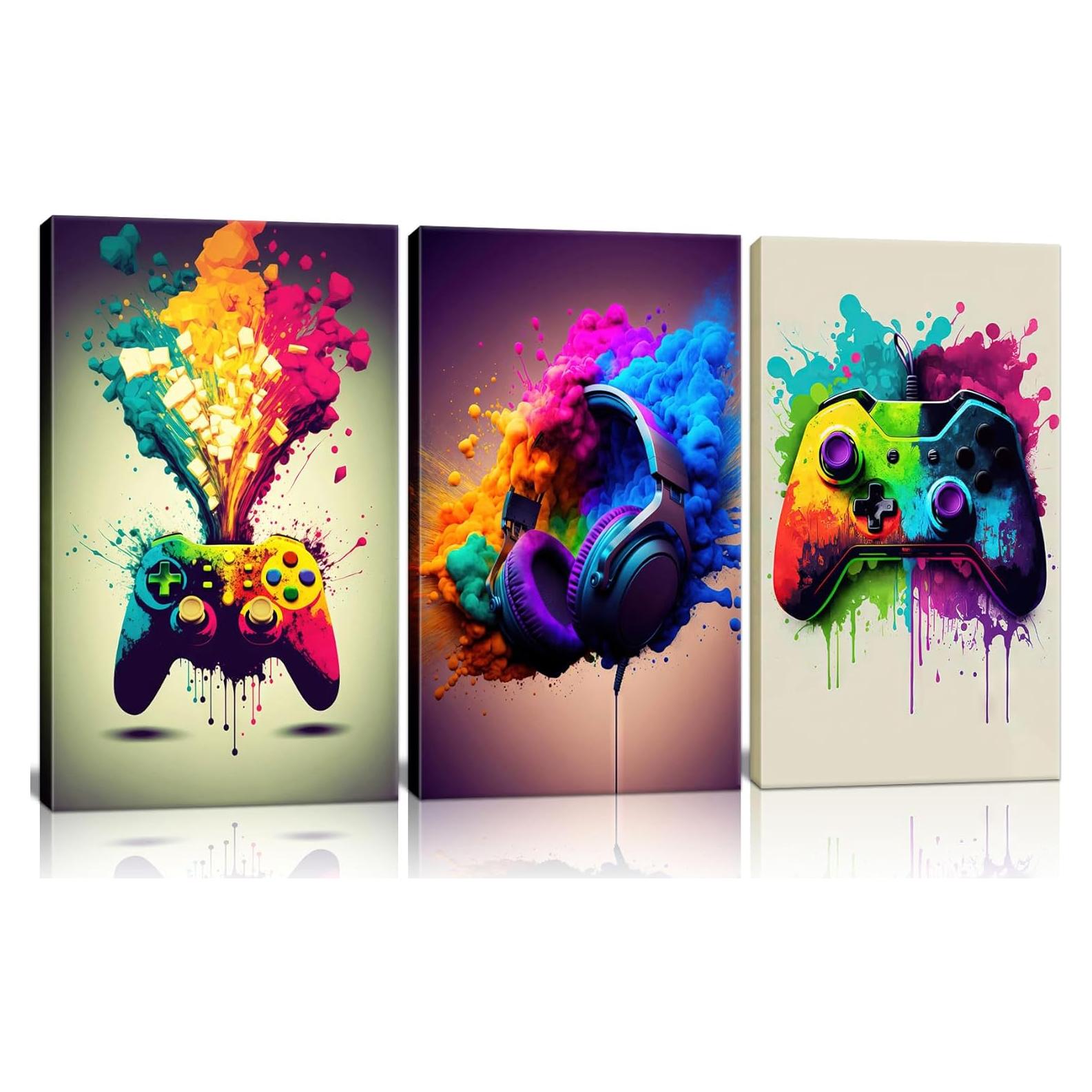 Arte de Pared Decorativo Enmarcado 3 Piezas NCYEL Videojuegos