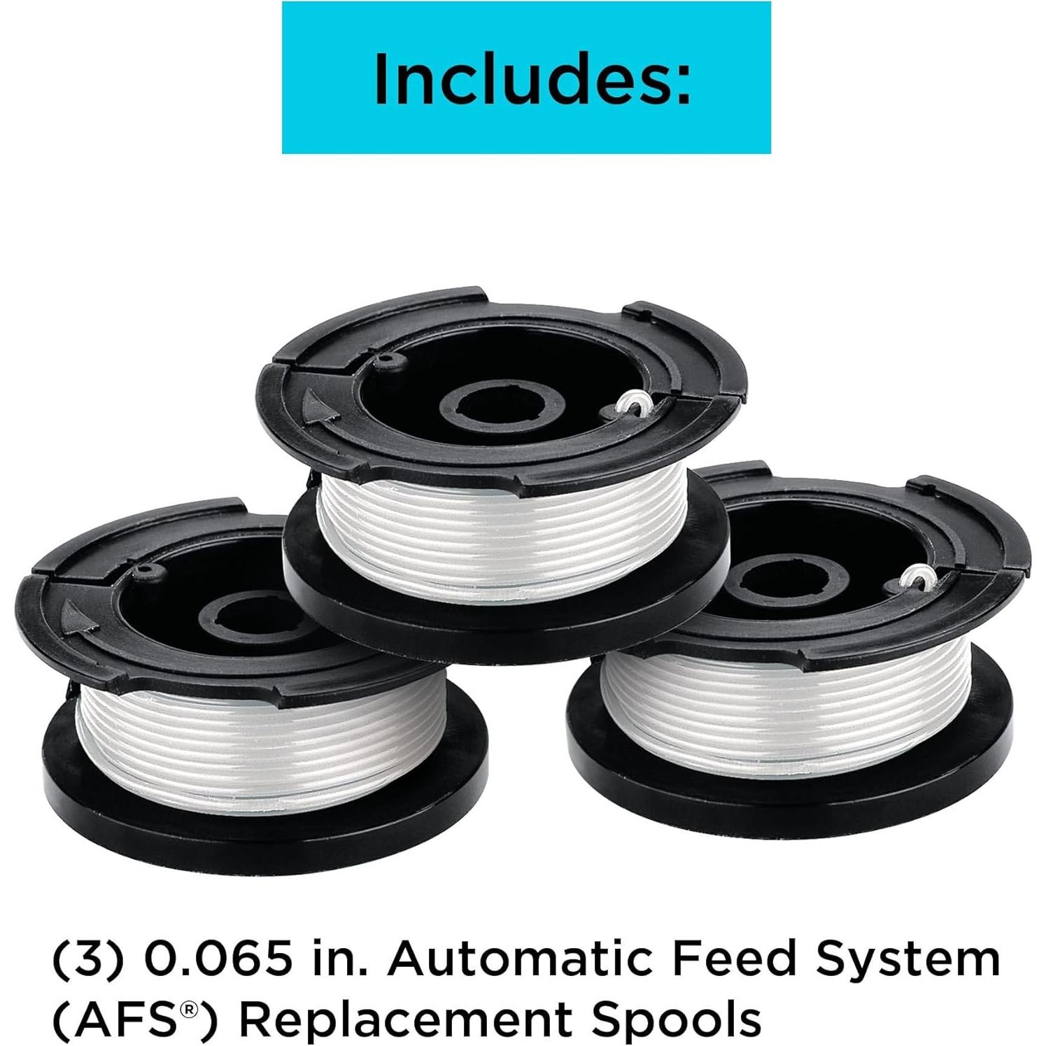 BLACK+DECKER Weed Eater String, Trimmer Line, 3-Pack, 30-Feet of Replacement Spool, 0.065-Inch Diameter (AF1003ZP)