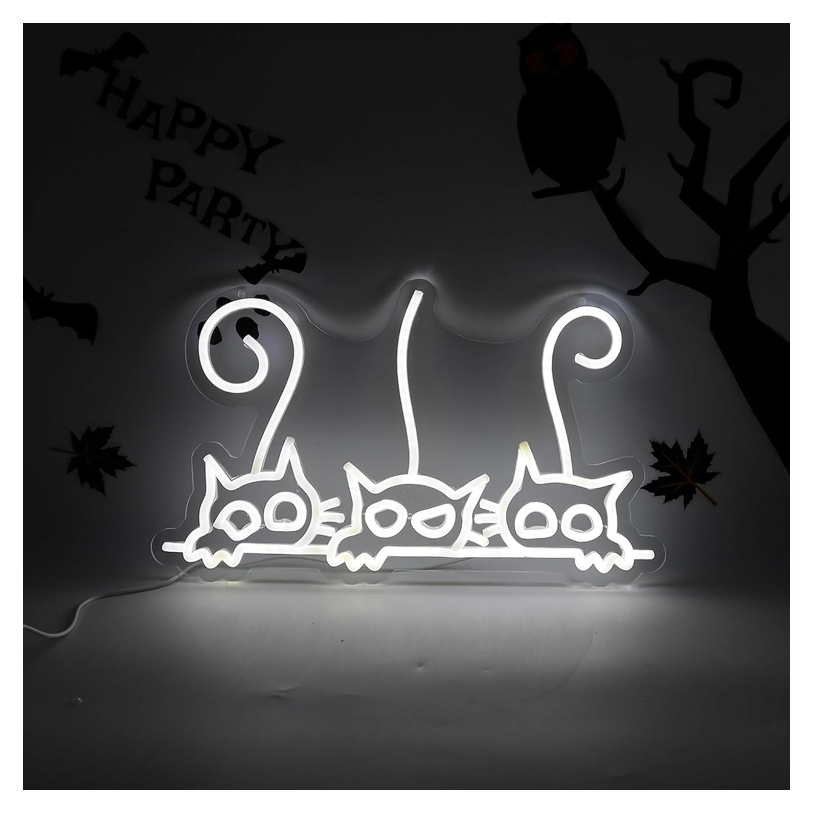 Luz de Neón LED Gato Blanco Siko-3 para Decoración