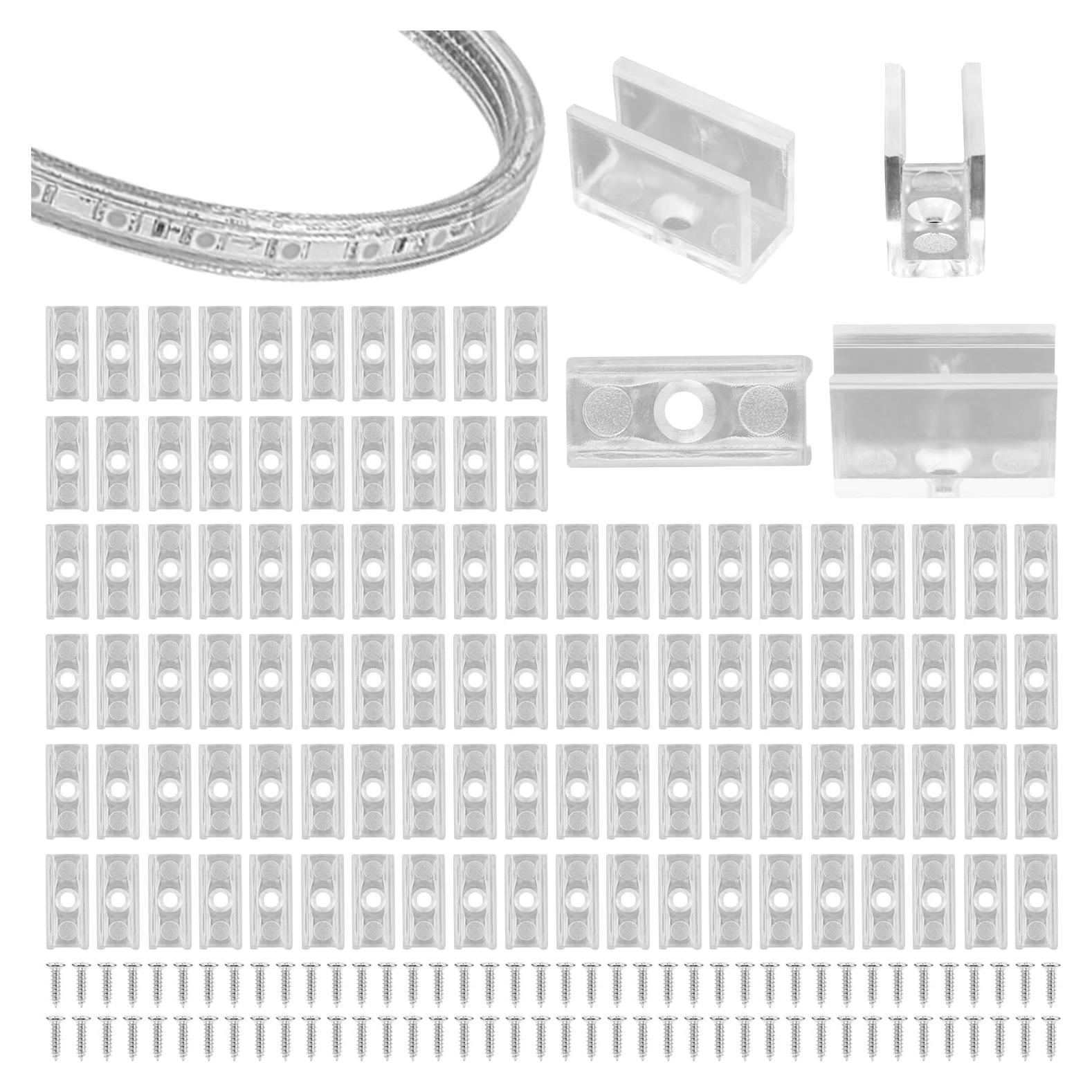100 Clips de Montaje para Luces Neón PEUTIER con Tornillos