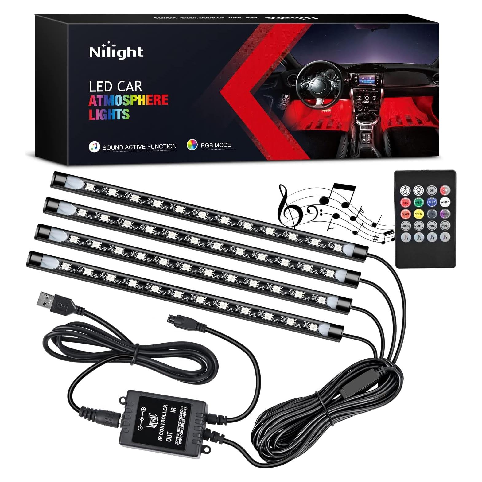 Tira de Luz LED Nilight TR-12 48 LEDs USB Multicolor Coche