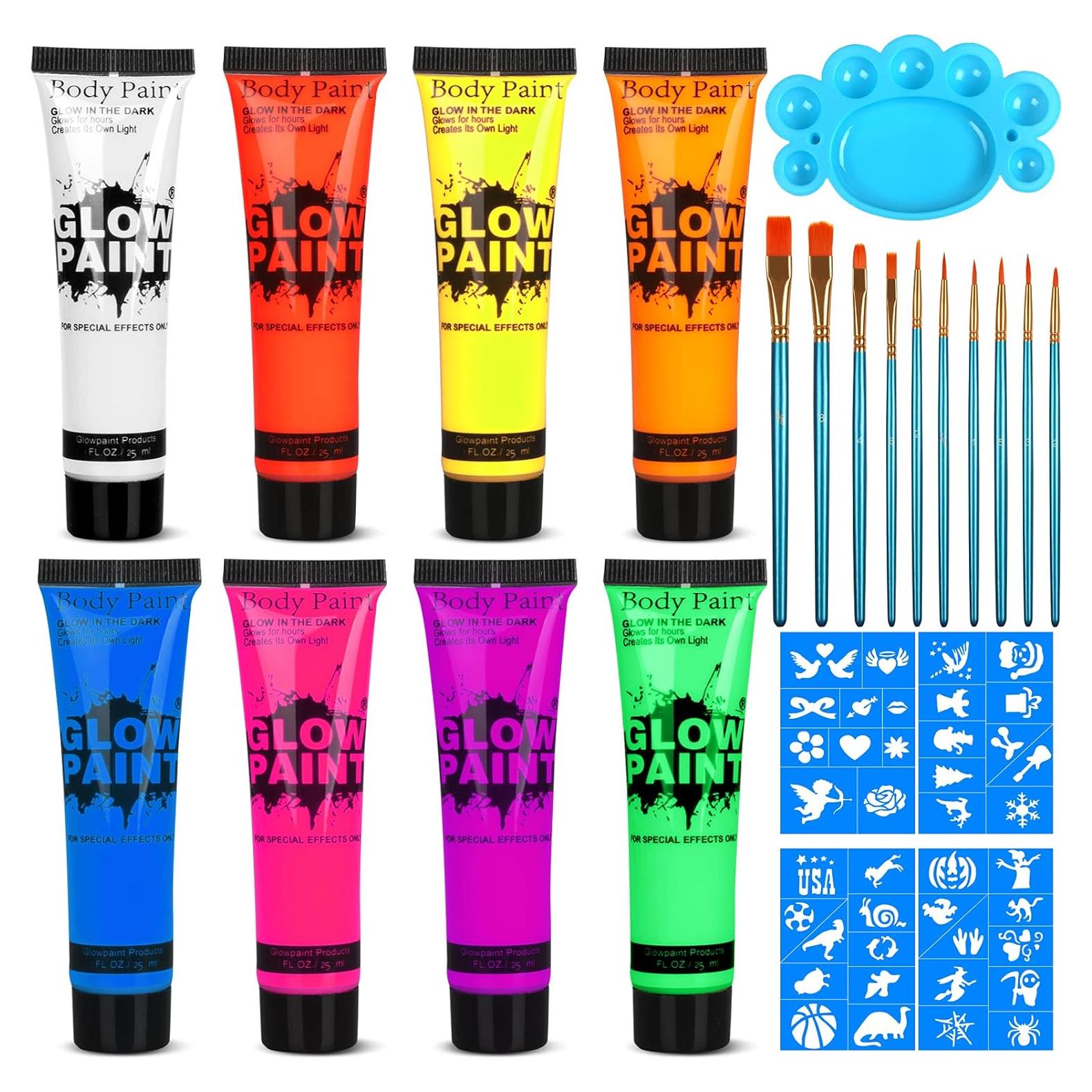 Pintura Facial y Corporal Neón UV Fenshine - 8 Tubos 24g