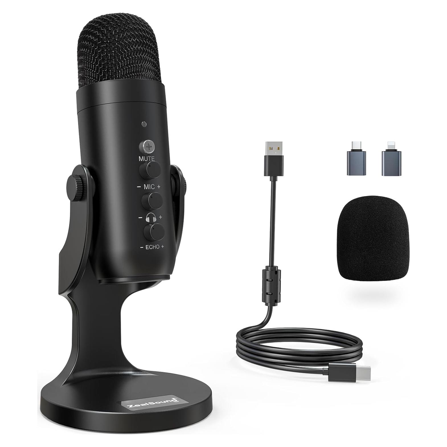 Micrófono USB ZealSound K66 para PC y PS4/PS5, Negro
