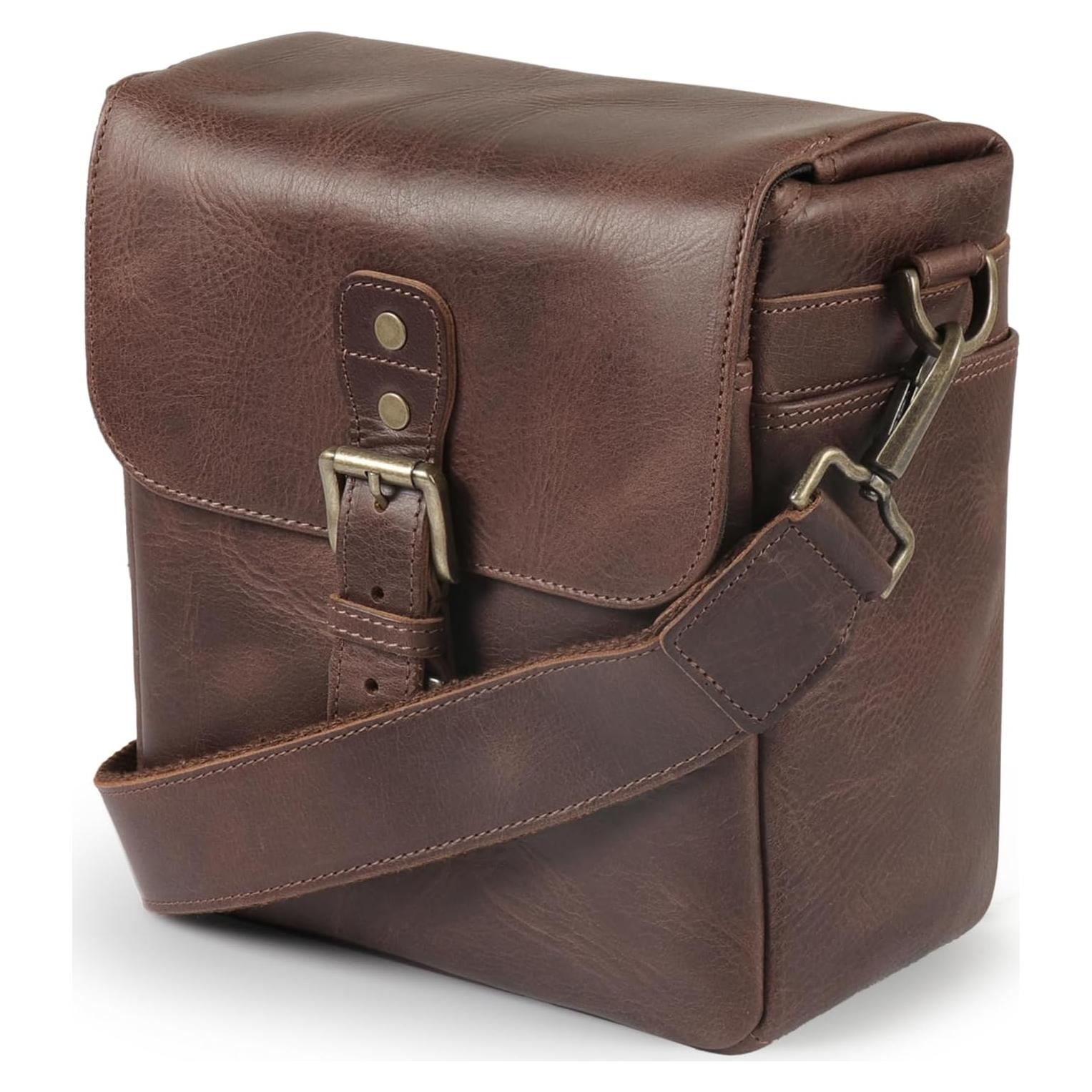 Bolsa de Mensajero de Cuero MegaGear MG1328 para Cámaras DSLR