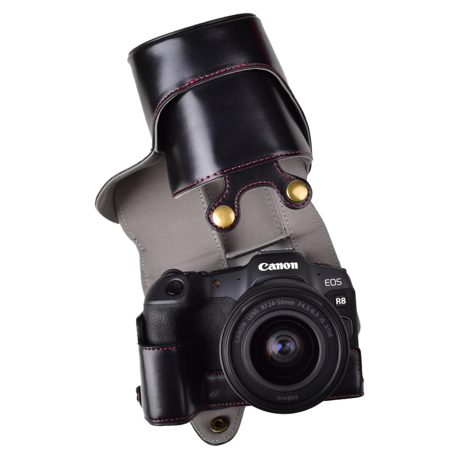 Funda de cámara Rieibi para Canon EOS R8 - Cuero PU Negro