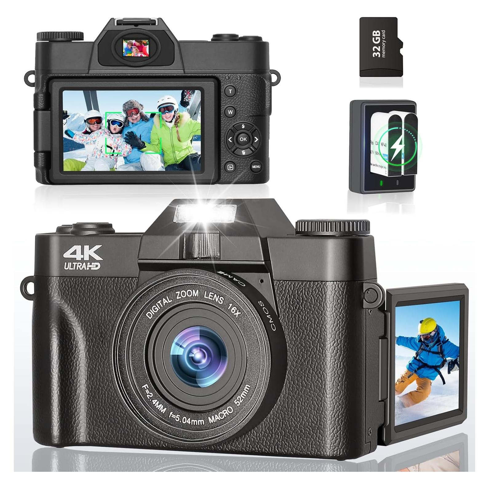 Cámara Digital 4K METRORABBIT 56MP con Pantalla Rotativa