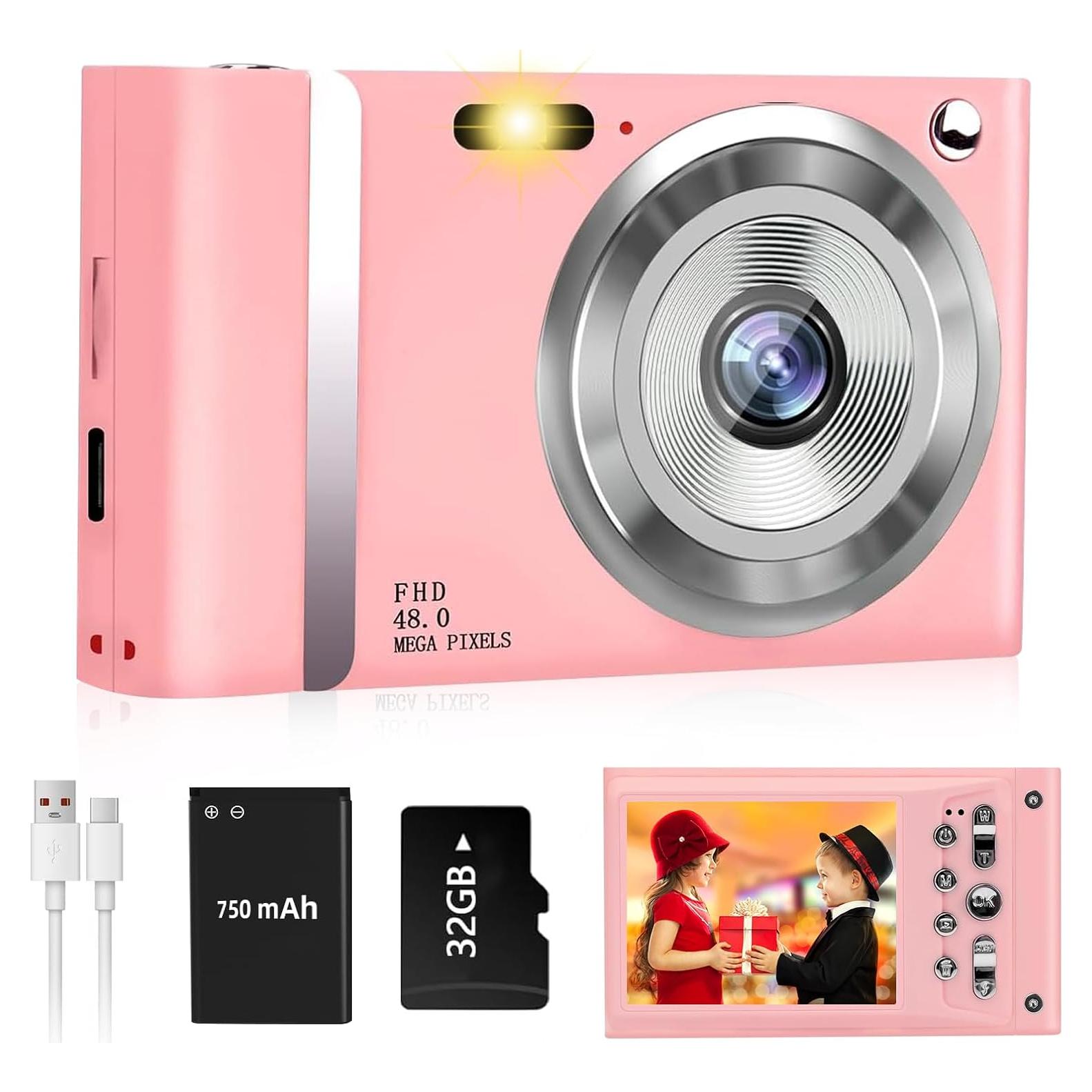 Cámara Digital Jazeyeah Rosa 48MP FHD 1080P para Niños