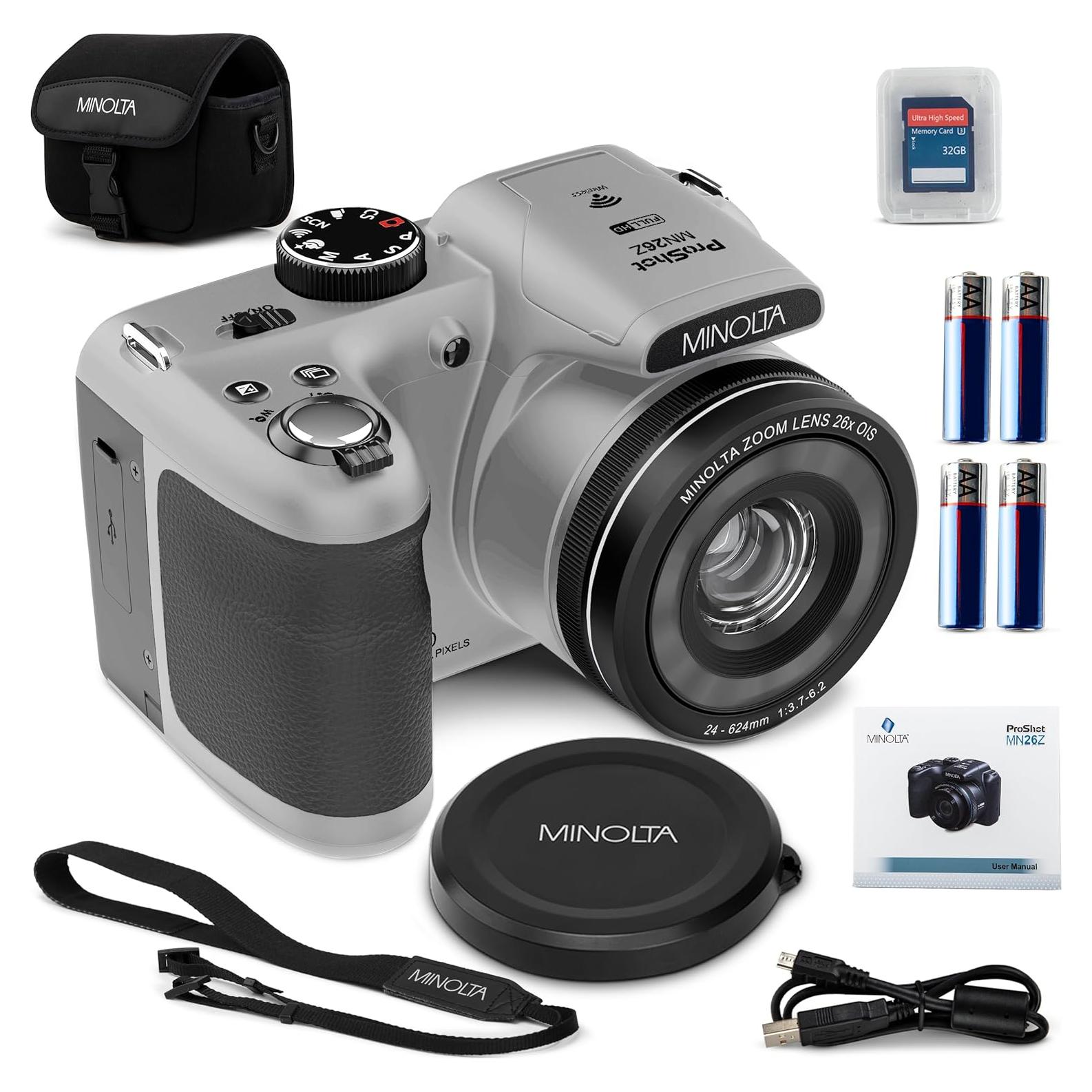 Cámara Digital Minolta ProShot 20MP Zoom 26x WiFi Plata