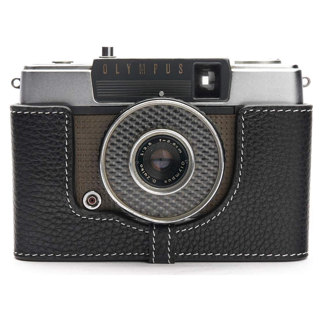 Funda de cámara BolinUS para Olympus PEN-EE de cuero negro