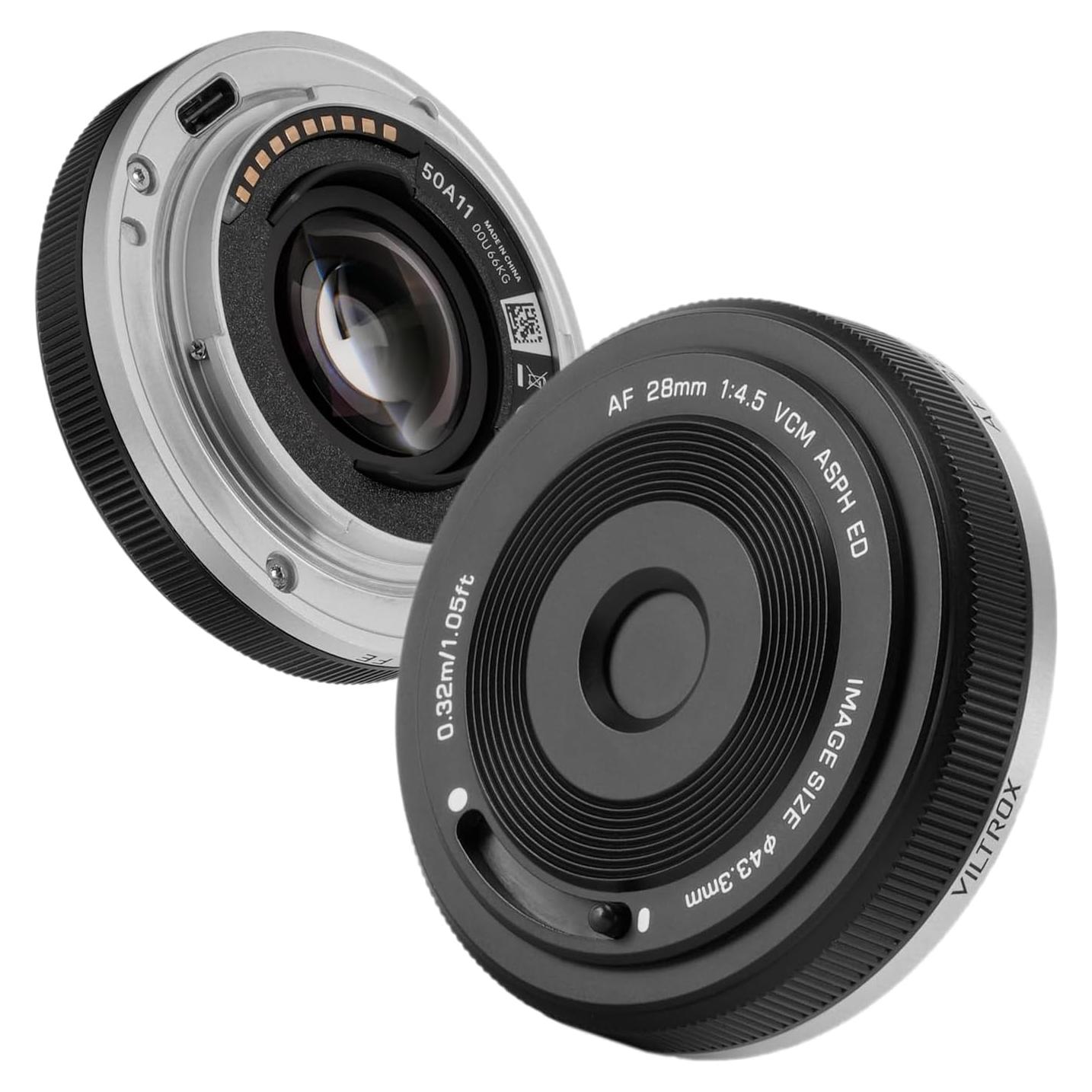 Lente Pancake Viltrox AF 28mm f4.5 FE para Cámaras Sony E - Ultra Delgado, Ligero, Negro