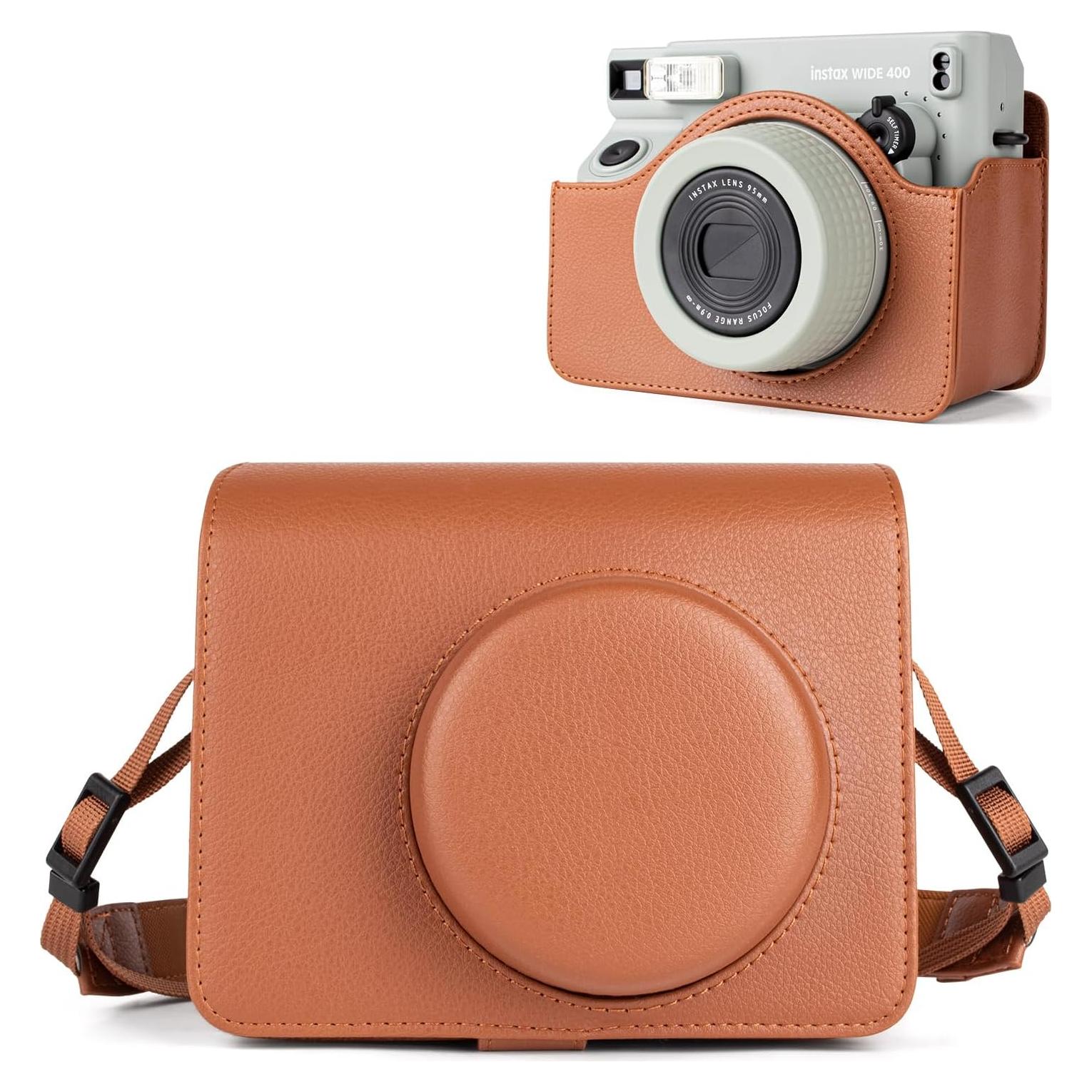 Funda de Cuero PU para Cámara Fujifilm Instax Wide 400 - Marrón
