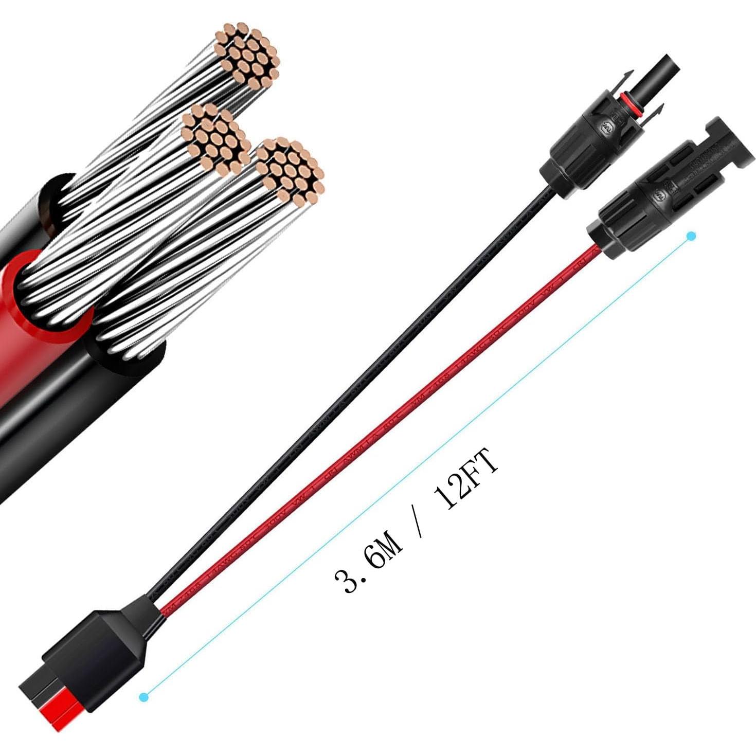 Cable de carga solar 10AWG ZkeeShop 3.6m para paneles solares