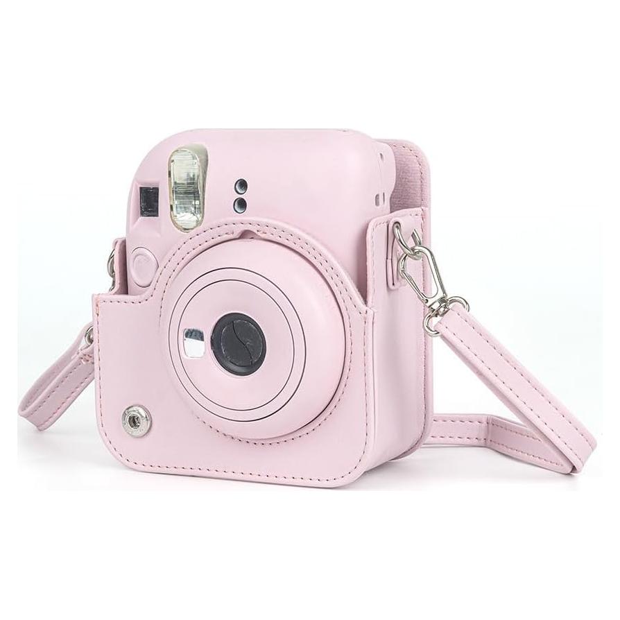 Funda de piel para cámara Fujifilm Polaroid Mini12 Rosa