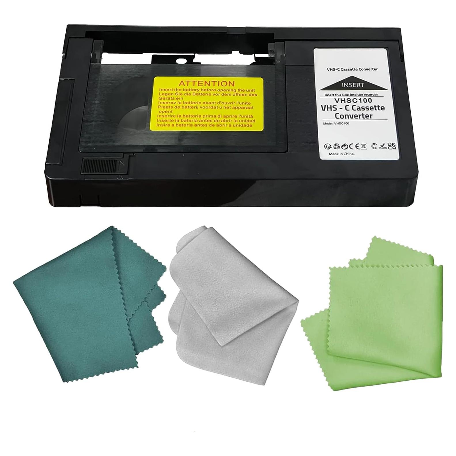 Adaptador de Cassette BECOBLDF VHS-C a VHS con Paño de Limpieza