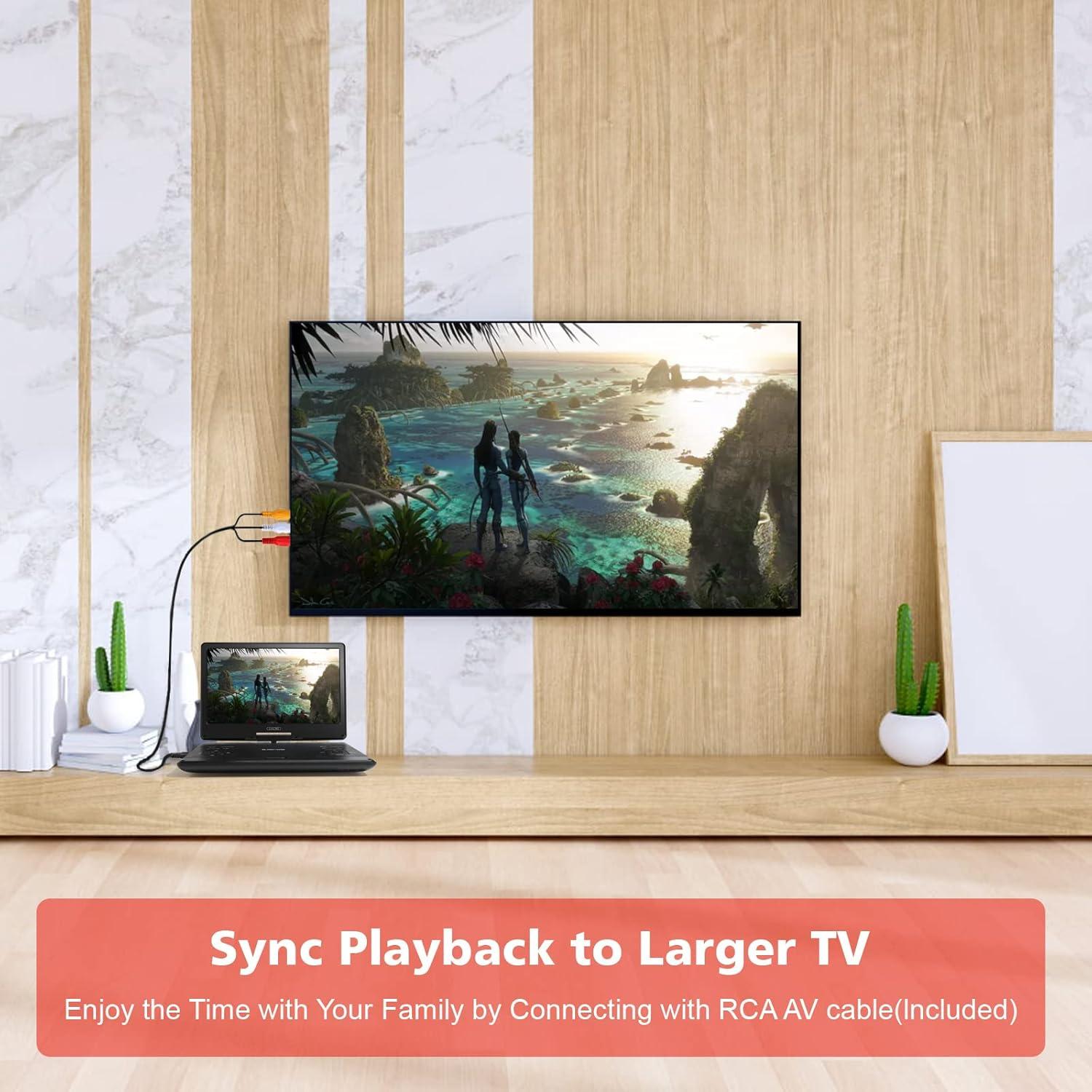 Reproductor de DVD Portátil PJGCWB 14.1" Pantalla HD Batería 4-6h