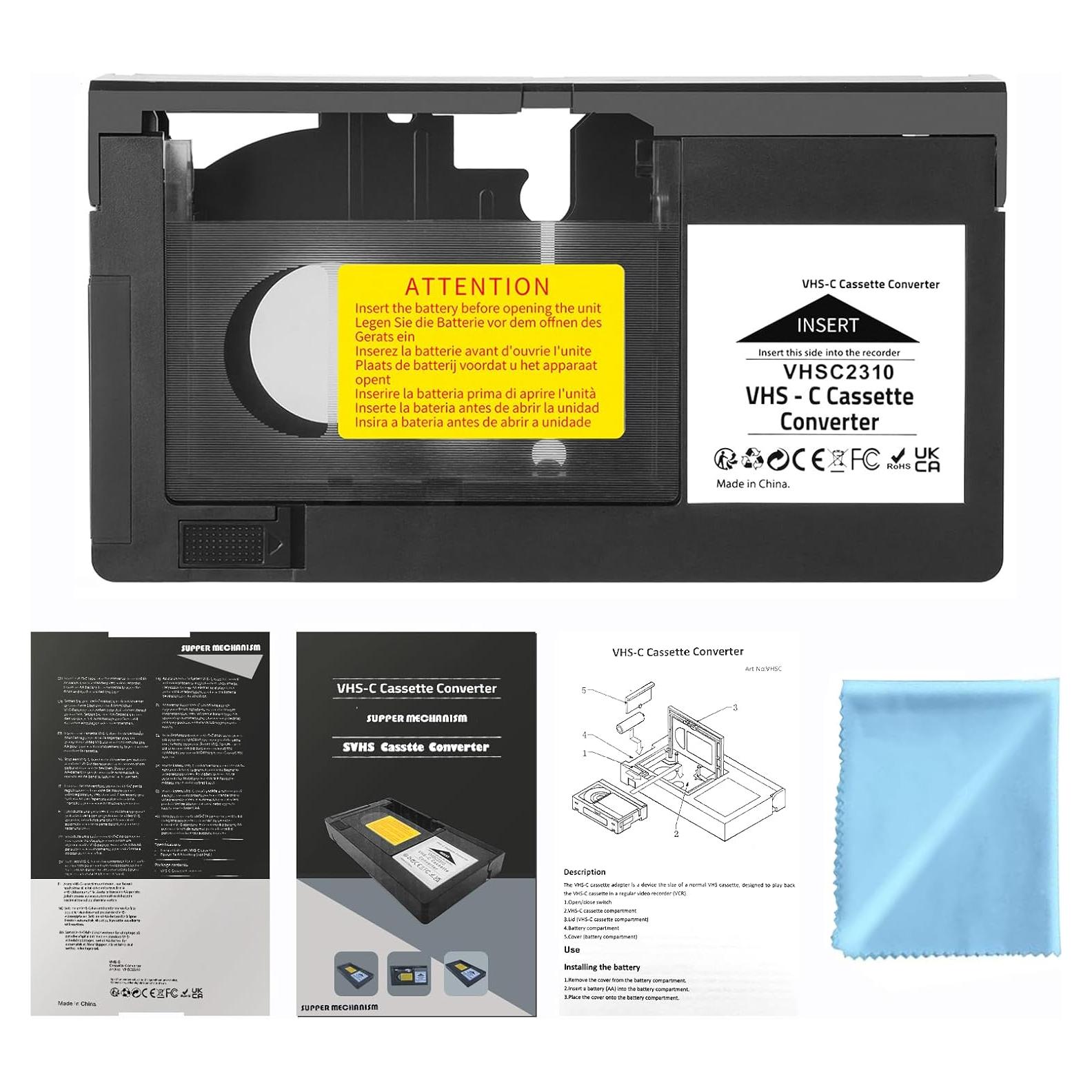 Adaptador de casete VHS-C CHEEYYIIE para videocámaras VHS