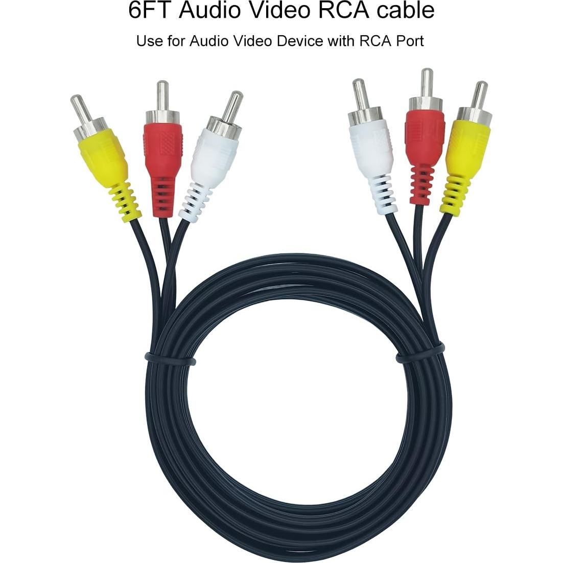 Cable RCA macho a macho 1.83m AILTECK para TV y DVD