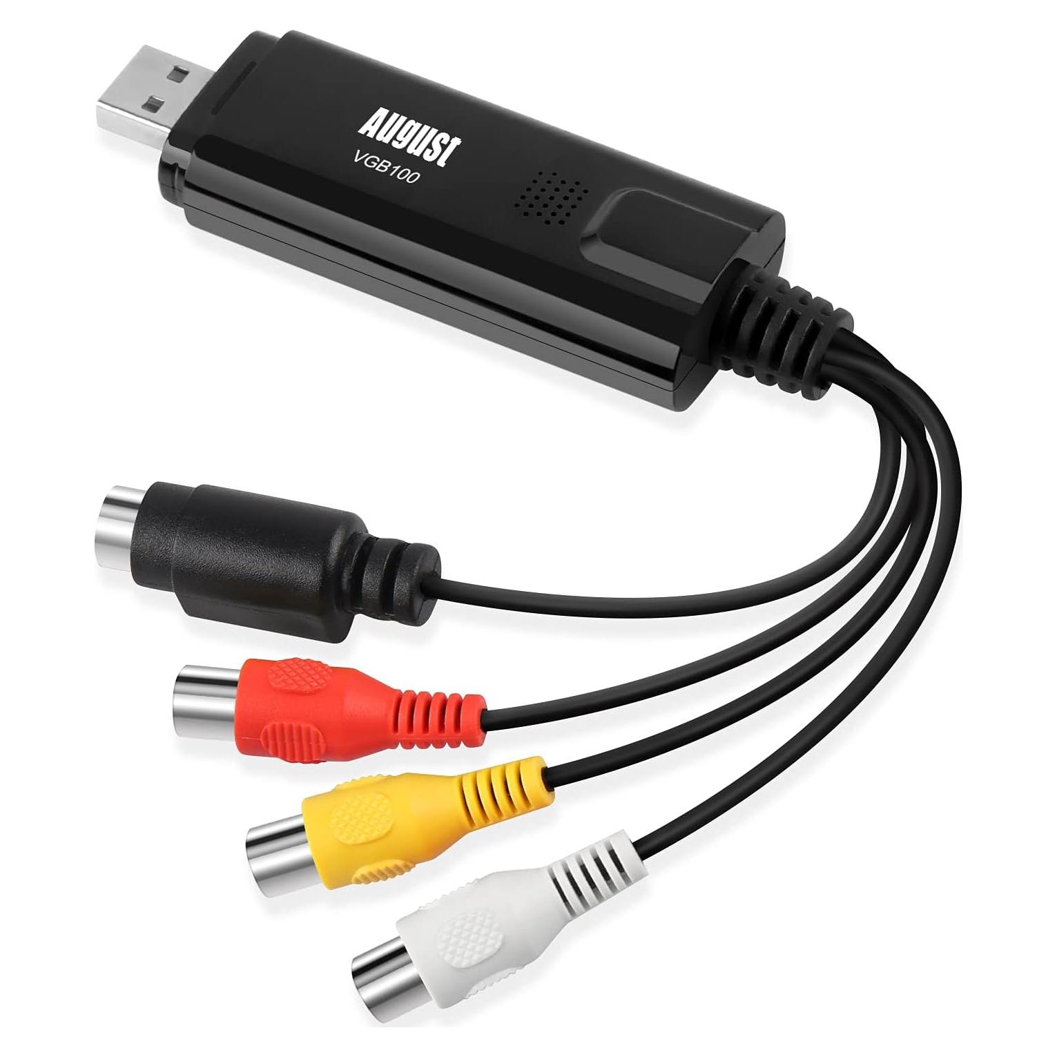 Dispositivo de Captura de Video USB 2.0 August VGB100 - Convierte VHS a PC