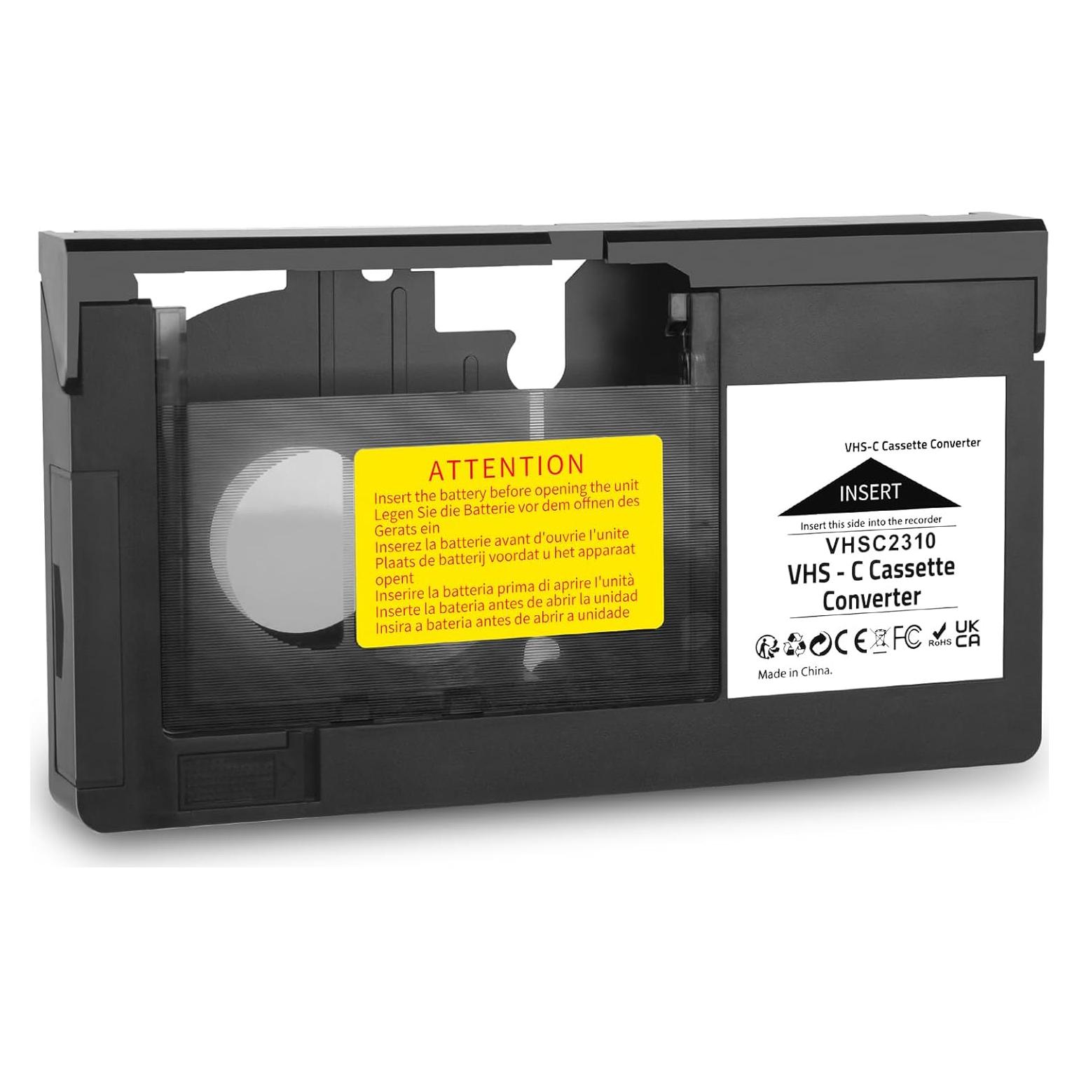 VHS-C Cassette Adapter Compatible with VHS-C SVHS Camcorders JVC RCA Panasonic Motorized VHS Cassette Converter （NOT Compatible with 8mm / MiniDV / Hi8）